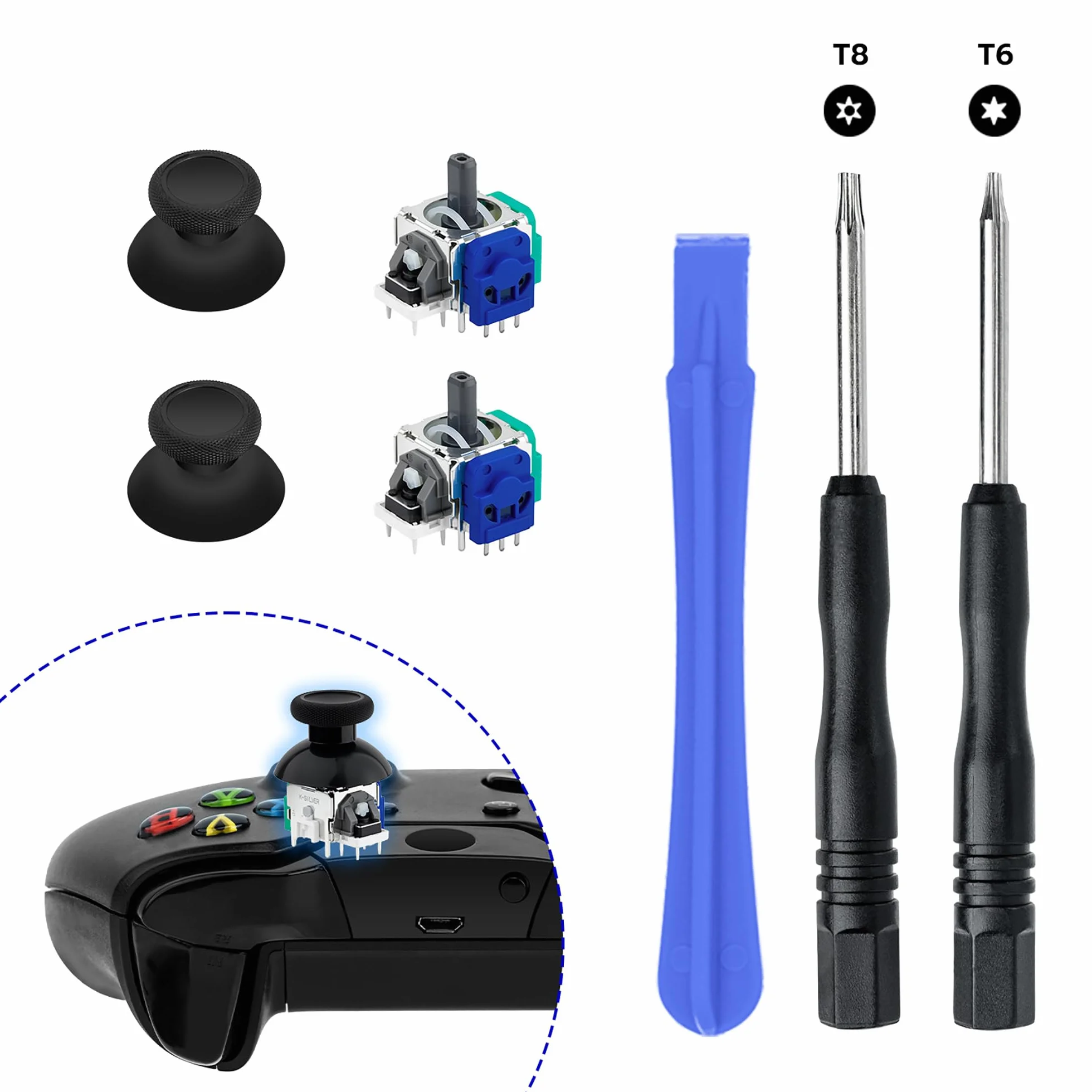 Mcbazel Hall Effekt Stick Joystick Analogowy Zestaw Wymiany i Narzędzi Naprawczych dla Kontrolerów Xbox Series X/S, Xbox One, Xbox One X/S