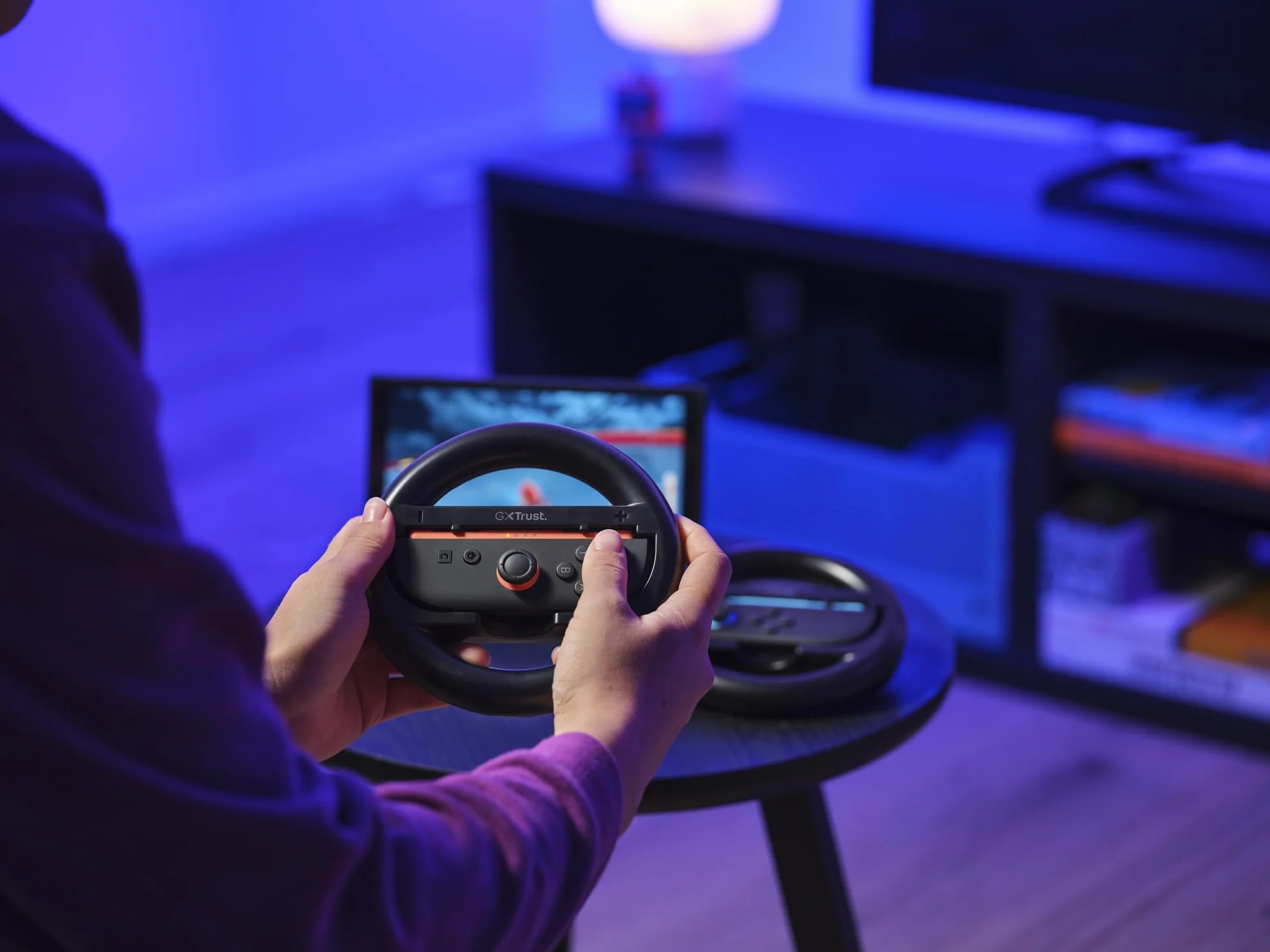 GXTrust Joy-Con Kierownica do Nintendo Switch 2, 2-pak kół wyścigowych, akcesoria do przełączników 2 kontroler do gier wyścigowych Mario Kart World Wyścigowe, Koło wyścigowe, 2 sztuki, czarny