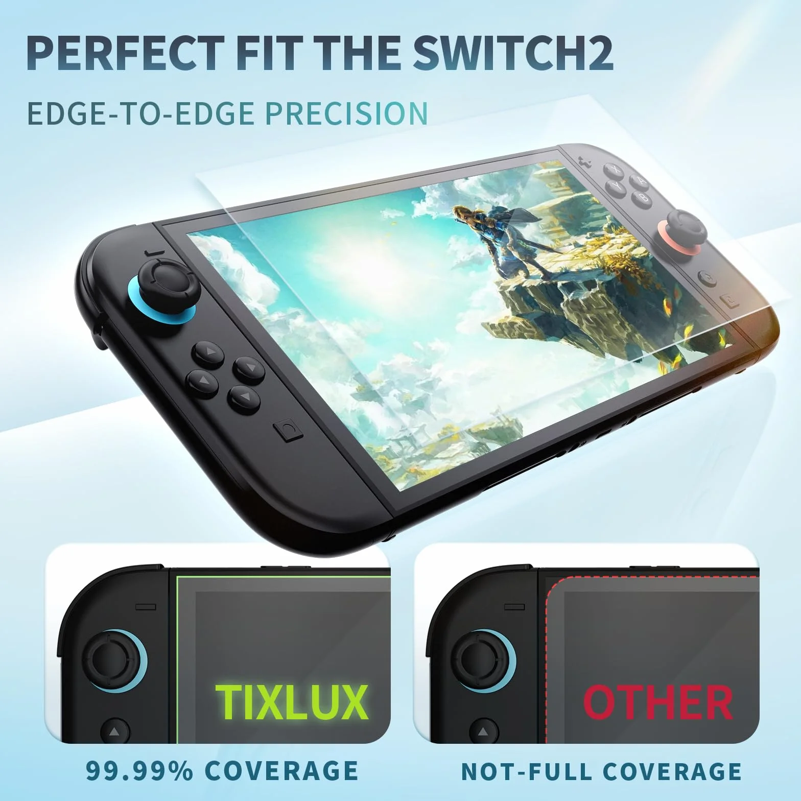 Tixlux 3 sztuki ochrony wyświetlacza do Switch 2 – odporna na zarysowania, bez pęcherzyków powietrza, wysoka przejrzystość, łatwy montaż