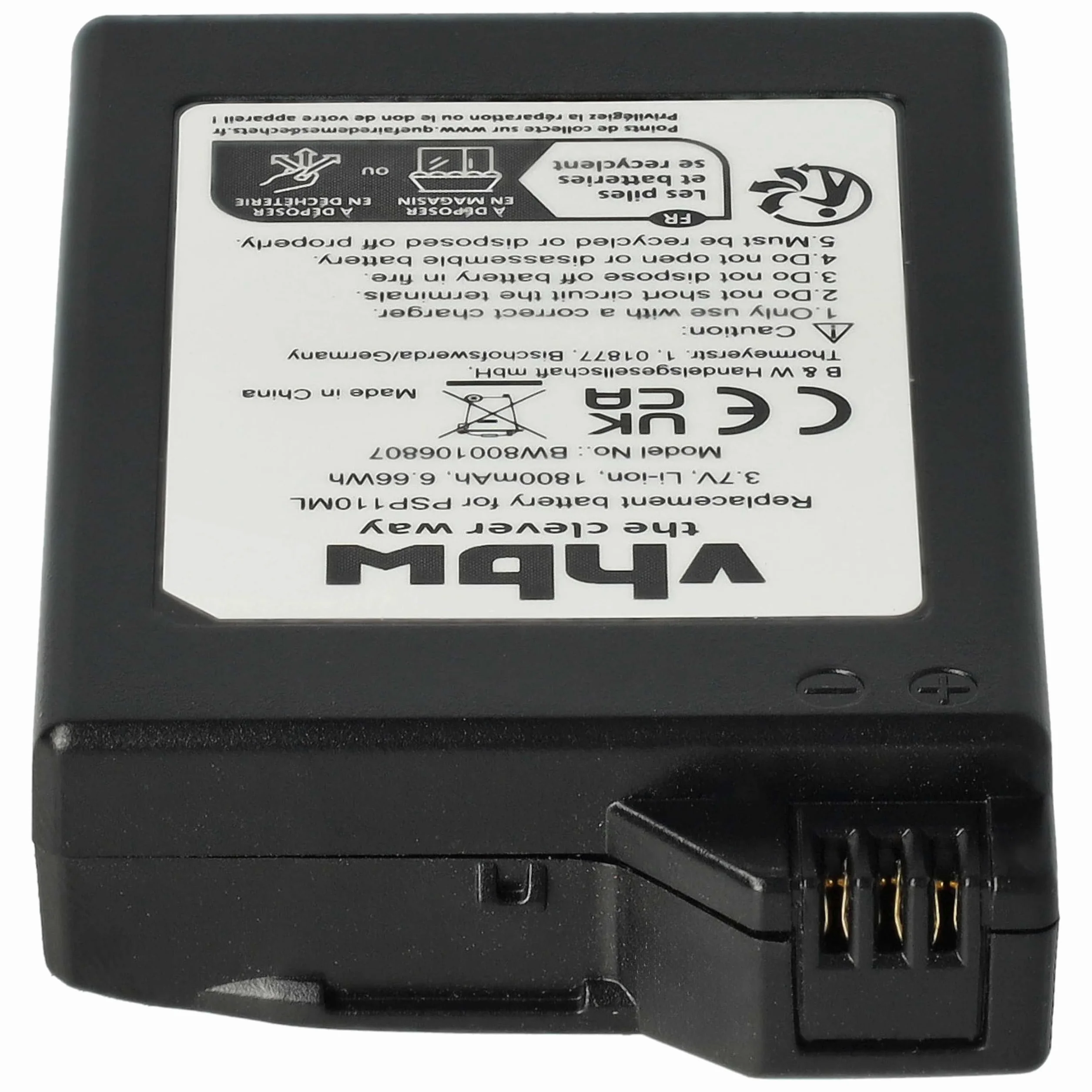 vhbw Bateria kompatybilna z Sony PlayStation Portable PSP-1000, PSP-1000K-CW, PSP-1001, PSP-1004, PSP-1006 - zamiennik do PSP-110, PSP-280G (1800mAh)