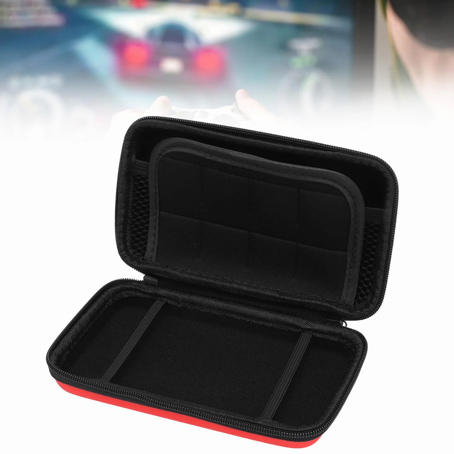 Etui Culnflun do 2DS XL, 2DS LL, New 3DS, twarda powłoka EVA, podróżne etui z 8 przegródkami na karty do gry, wstrząsoodporne, pyłoszczelne etui ochronne na konsolę z paskiem na (-2610240283214)