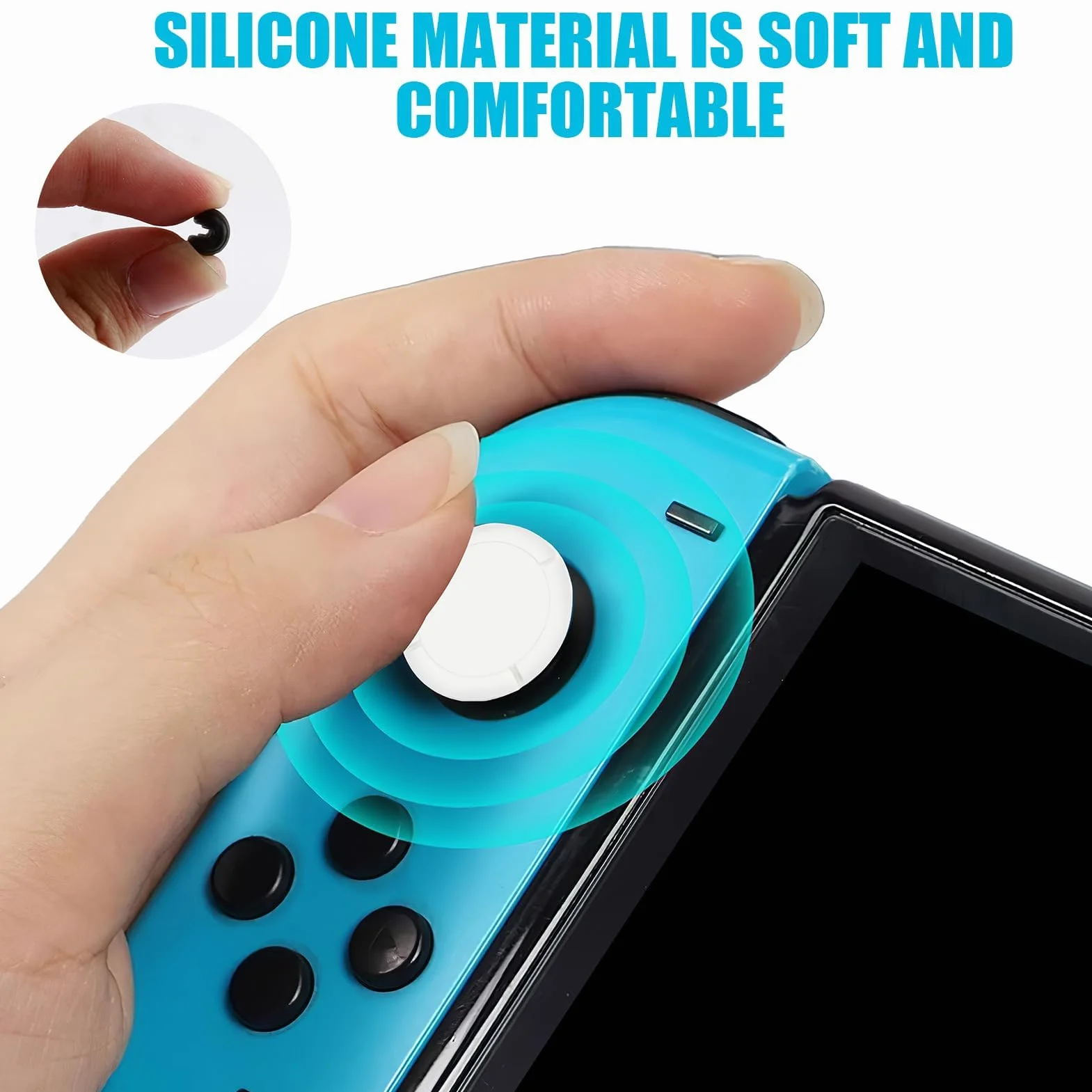 8 silikonowych nakładek ochronnych na kontroler Switch/Lite Analogowy uchwyt kciuka, uchwyty na kciuki, antypoślizgowe nakładki na joysticki 3D, czarno-białe