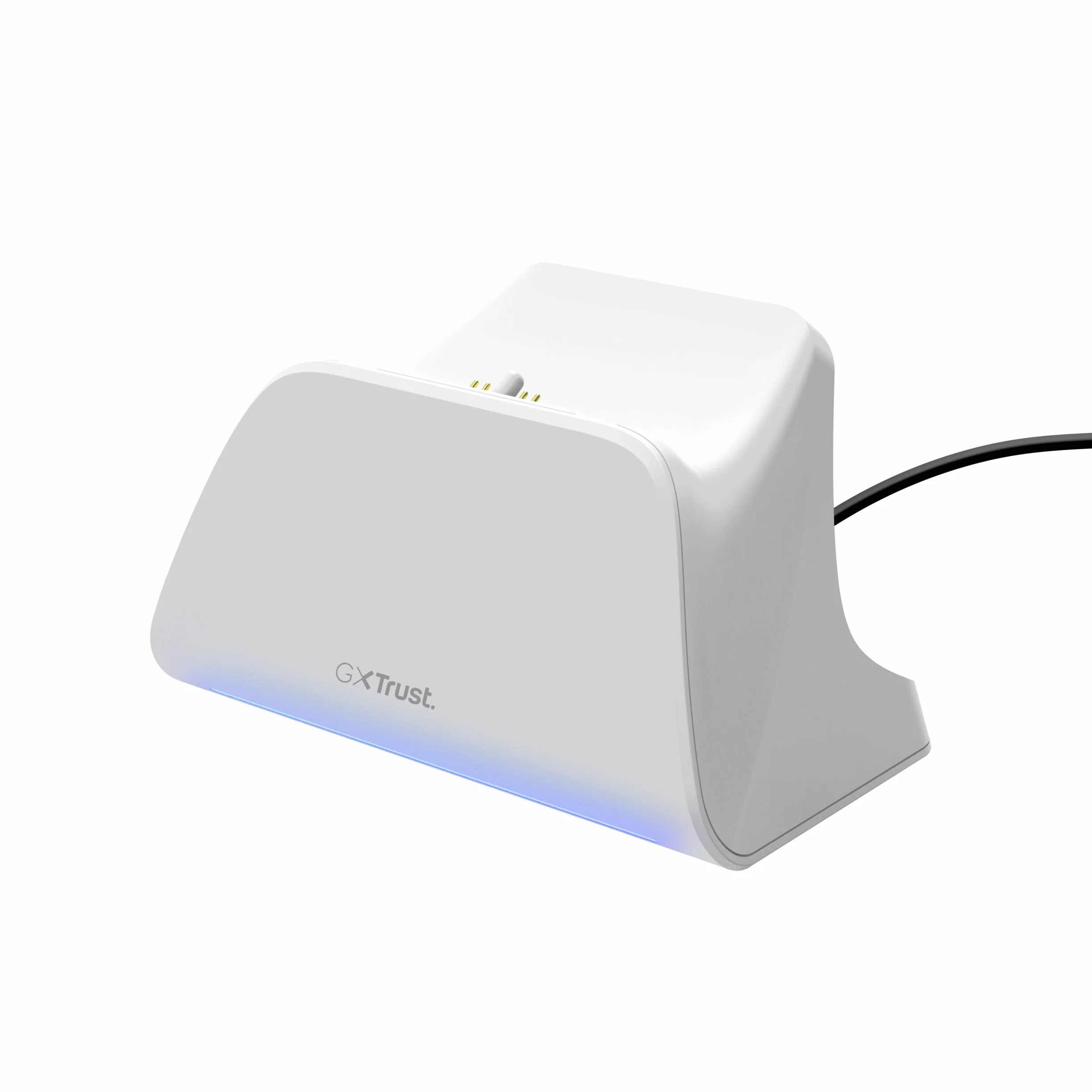Trust GXT 255W PS5 stacja ładująca do kontrolera Dualsense, Playstation 5 LED z designerskim miejscem, szybkie ładowanie, antypoślizgowa podkładka, w zestawie kabel USB-C C, akcesoria PS5, biała
