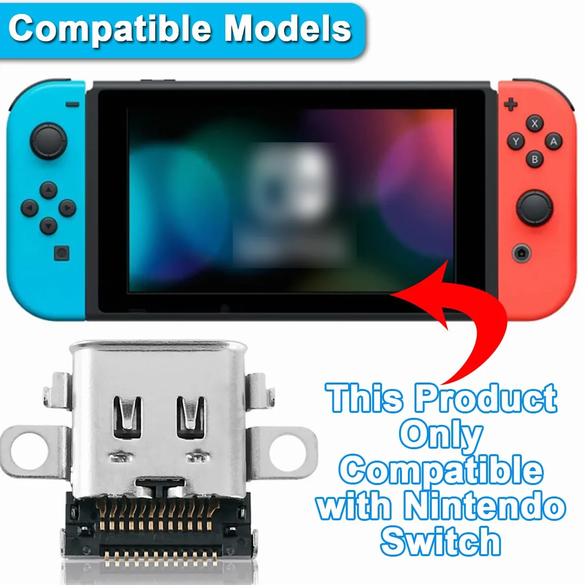 4-pak zamiennych portów ładowania typu C, kompatybilny z konsolą Nintendo Switch, zestaw naprawczy gniazda ładowarki USB-C, do naprawy ładowarki NS Switch