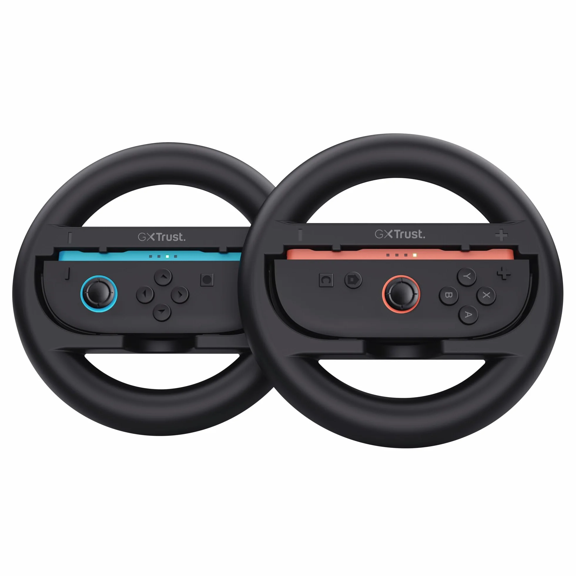 GXTrust Joy-Con Kierownica do Nintendo Switch 2, 2-pak kół wyścigowych, akcesoria do przełączników 2 kontroler do gier wyścigowych Mario Kart World Wyścigowe, Koło wyścigowe, 2 sztuki, czarny