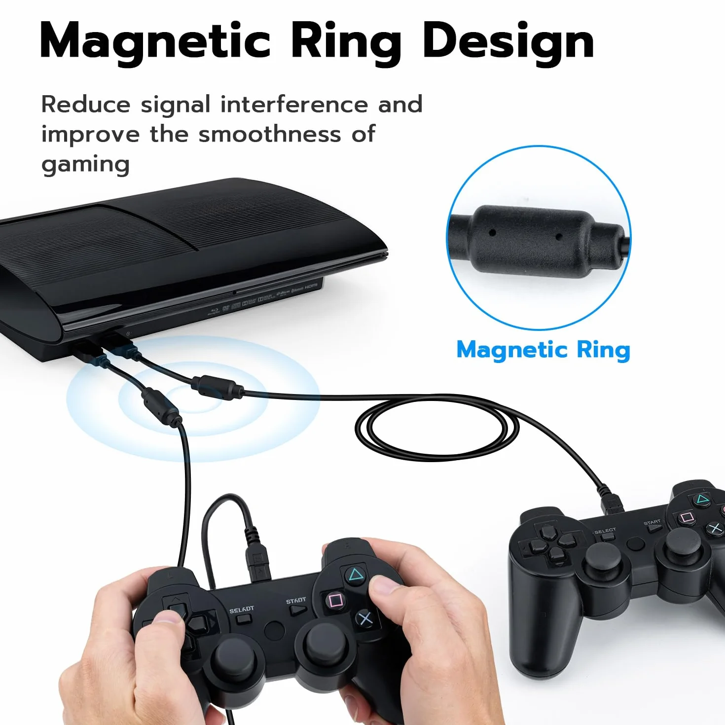 Mcbazel PS3 kabel do ładowania 2 szt. 3M PS3 kontroler kabel do ładowania mini USB do Sony PS3 / PS3 Slim/Dualshock 3 Controller