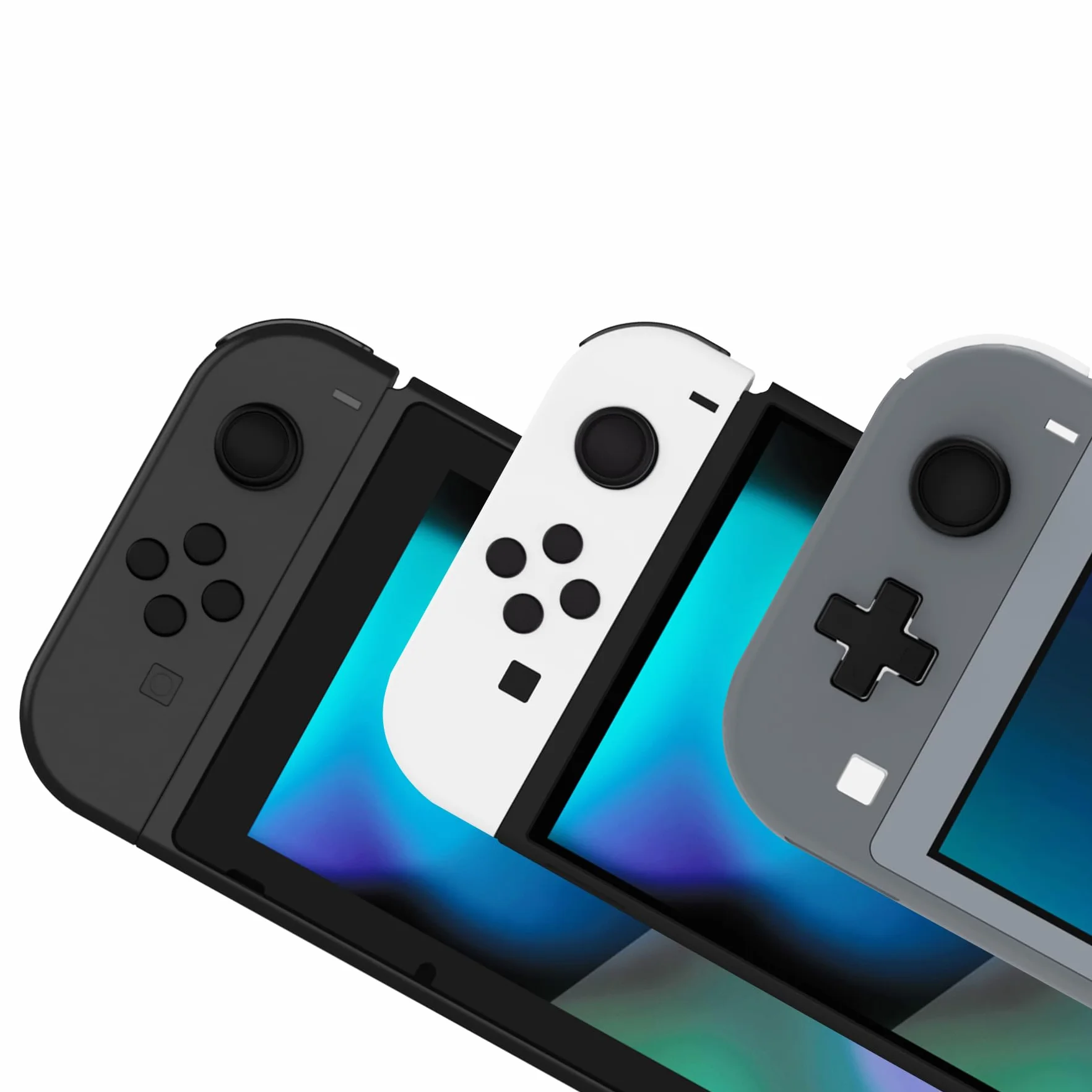 PlayVital Joystick Caps do Nintendo Switch/Lite/OLED Joycon Akcesoria,Ochrona Sticka Analogowego z Naklejkami na Przyciski ABXY i Pokrywą D-Pad w Kształcie Krzyża-Czarny