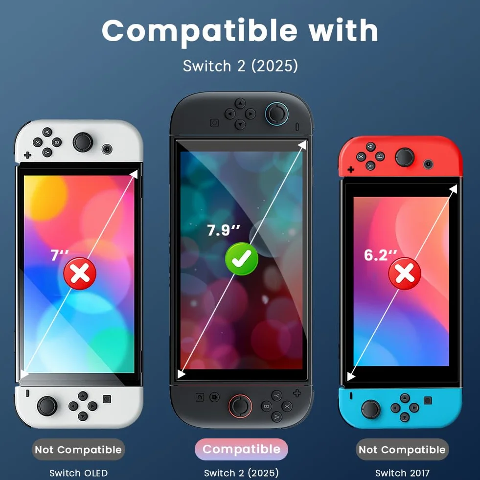 Switch 2 osłony ekranu ze szkła hartowanego, osłona ekranu ze szkła hartowanego do Nintendo Switch 2 (2025), 3 sztuki, odporne na zarysowania, bez pęcherzyków powietrza, ultra odporne na
