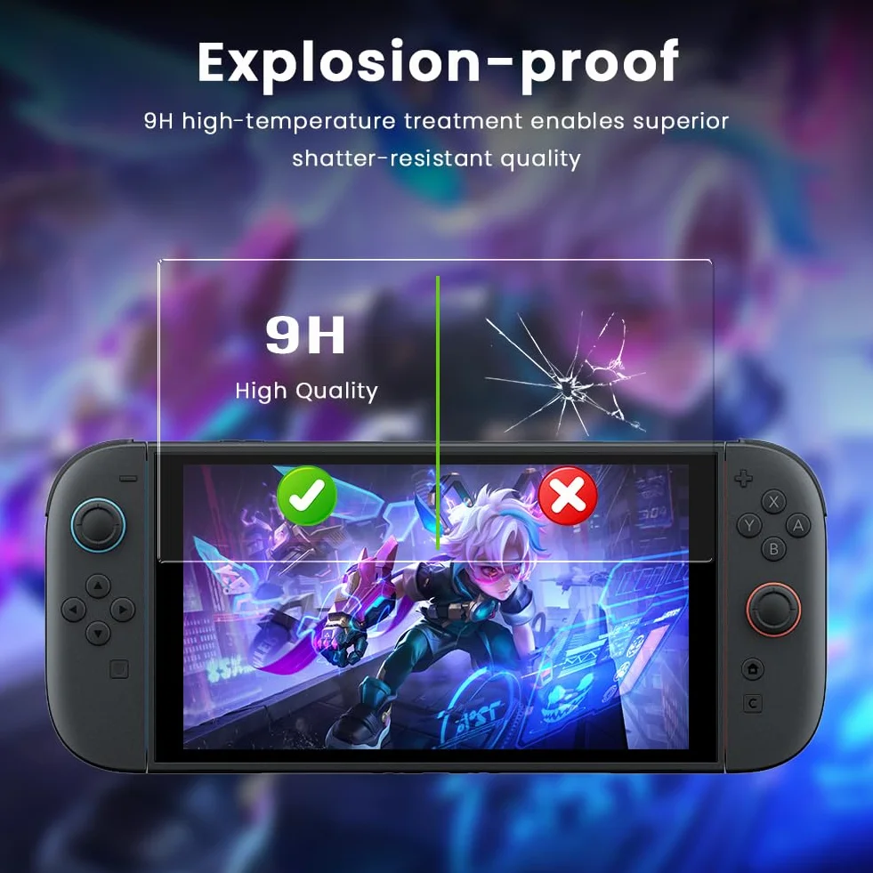 Switch 2 osłony ekranu ze szkła hartowanego, osłona ekranu ze szkła hartowanego do Nintendo Switch 2 (2025), 3 sztuki, odporne na zarysowania, bez pęcherzyków powietrza, ultra odporne na