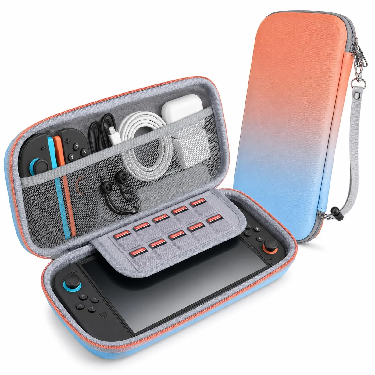 WD&CD Etui do przenoszenia kompatybilne z Nintendo Switch 2 2025, twarda obudowa przenośna z kieszeniami do przechowywania akcesoriów i gier, przenośna torba ochronna kompatybilna z Switch 2