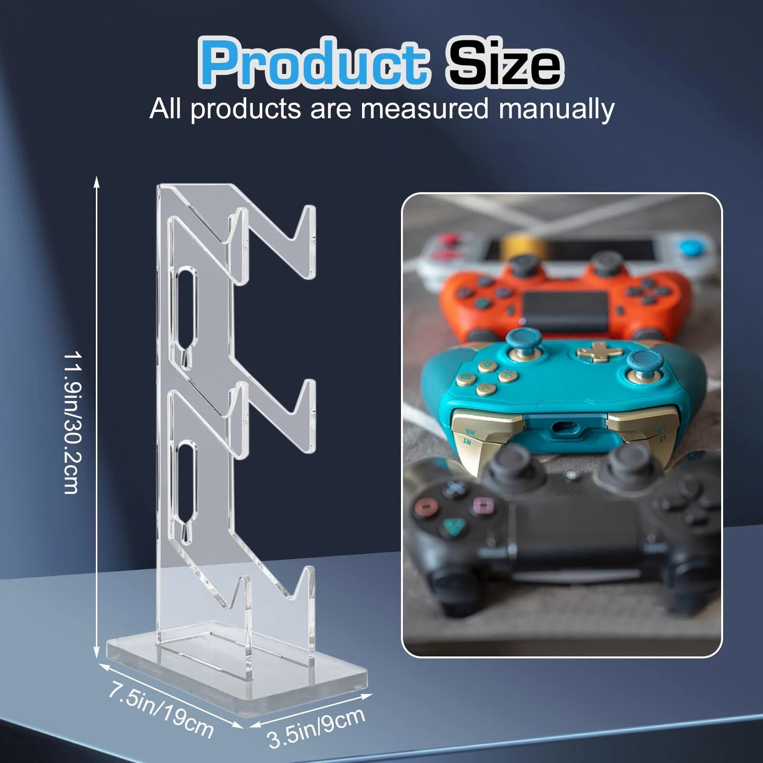 Nizirioo Uchwyt na kontroler do gier, stojak na słuchawki, 3 warstwy, wielofunkcyjny kontroler do gier, uchwyt na kontroler gier, stojak na kontroler gier, stojak z akrylu, do Xbox ONE Switch, PS4,