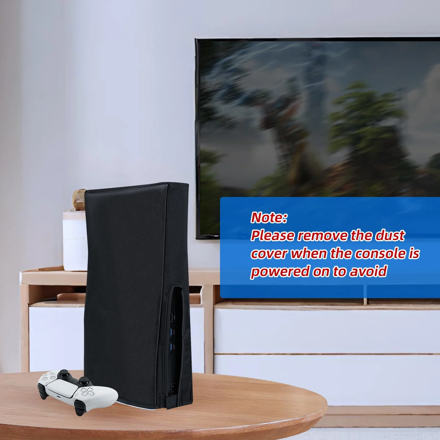 Etui ochronne na konsolę PS5 Slim, odporne na zachlapanie i ochrona przed kurzem do konsoli PlayStation 5 Slim Digital Edition/Disc, nie pasuje do PS5/PS5 Pro (czarne)