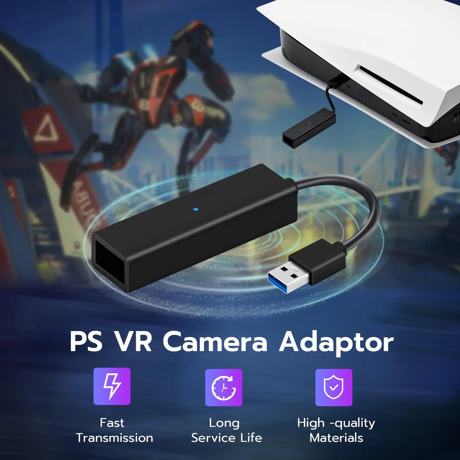 Wigearss PS5/PS5 Slim VR adapter do kamery, PS4 do PS5/PS5 Slim konwerter do PS VR