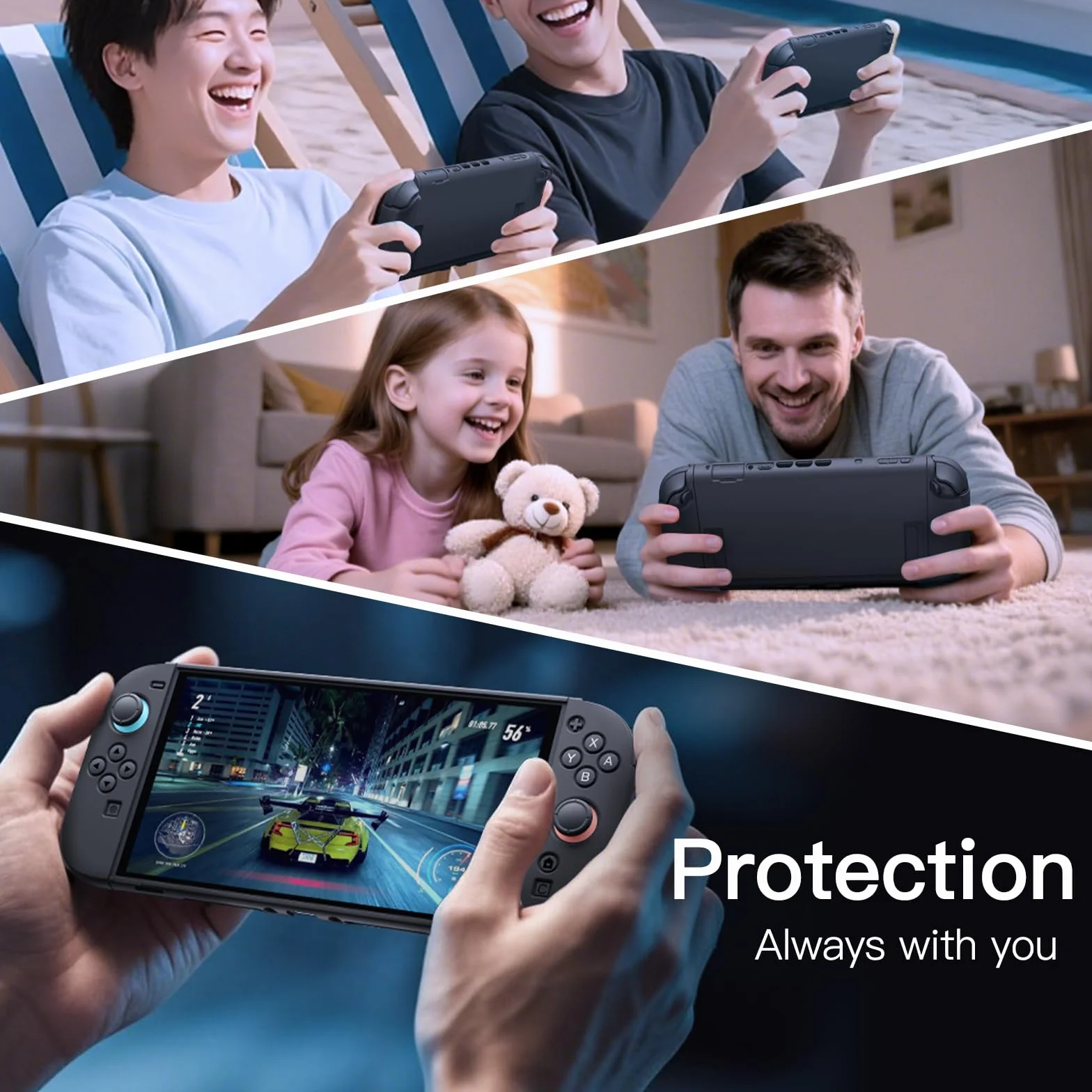 JETech Szczupły Dokowalne Etui dla Nintendo Switch 2 (2025) 7,9 Cala, Miękka Osłona Chwytu TPU dla Joy-Con Odłączanego, Matowe Niosąc PC Tylna Skorupa, Odporny na Zarysowania (Czarny)
