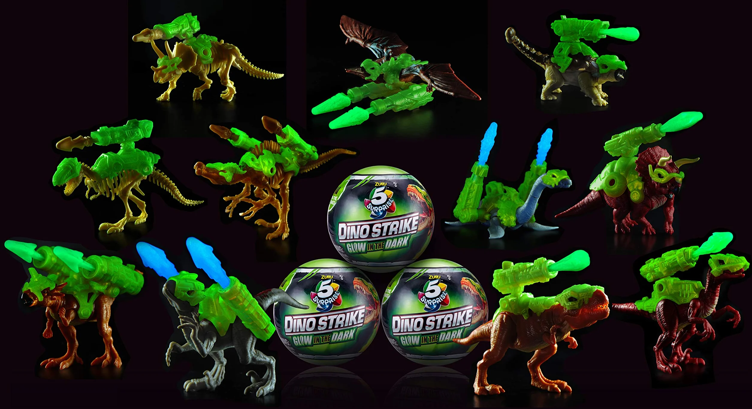 5 Surprise Dino Strike Glow in the Dark dinozaur kapsułki niespodzianka 2 sztuki od ZURU