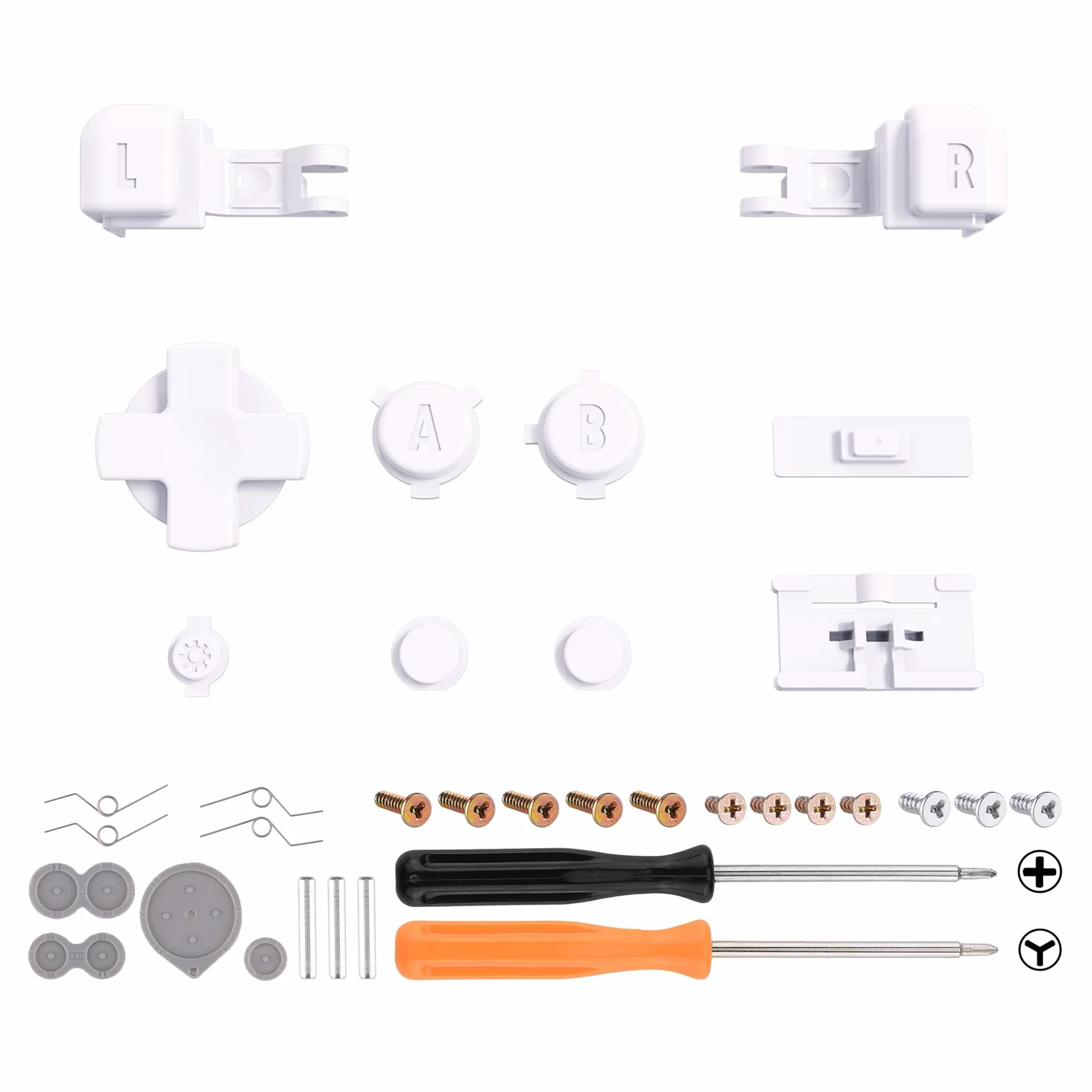 eXtremeRate Jednolity Biały Custom Full Set Buttons dla Gameboy Advance SP, Wymiana A B L R Przycisk Power On Off Przycisk Głośności D-pad Key dla konsoli GBA SP - Console Nie Jest Wliczona W Cenę