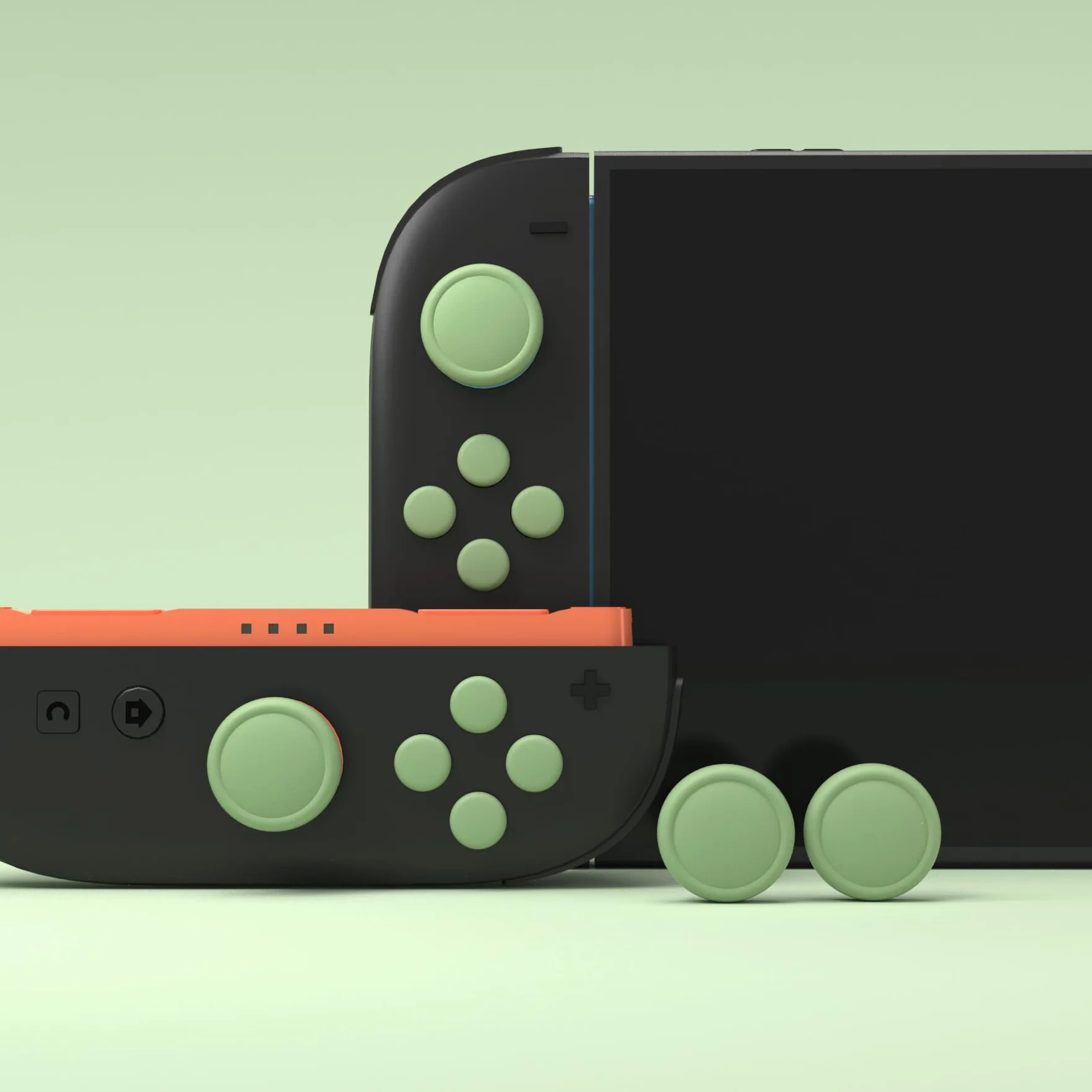 PlayVital Nakładki na Drążki i Przyciski do Switch 2 Joycon,Osłony Analogowe i Przyciski do Switch 2,Thumbstick Gripy Ochronne–Zielona Matcha