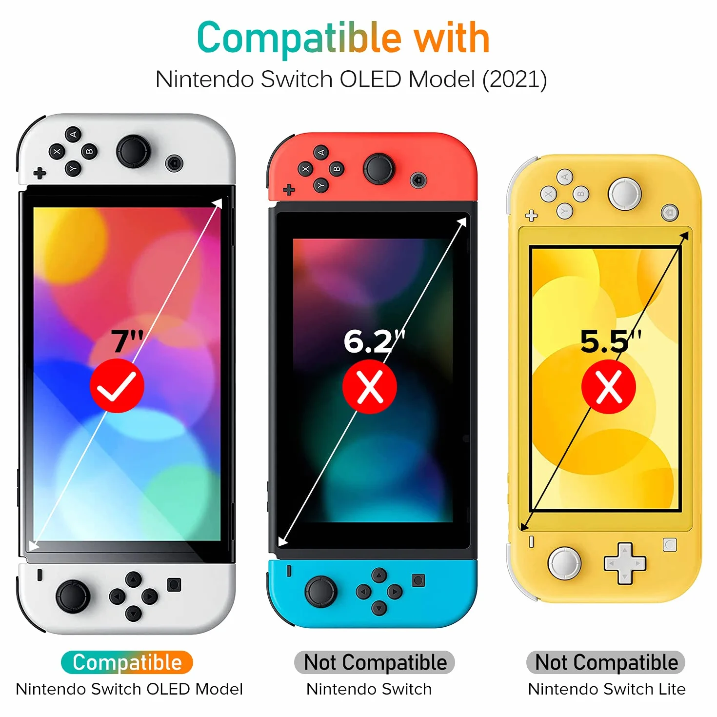 ivoler 4-calowy zestaw szkła hartowanego kompatybilny z Nintendo Switch OLED model 7-calowy 2021, z zestawem montażowym, folią ochronną - szkło 9H - odporne na zarysowania - bez pęcherzyków