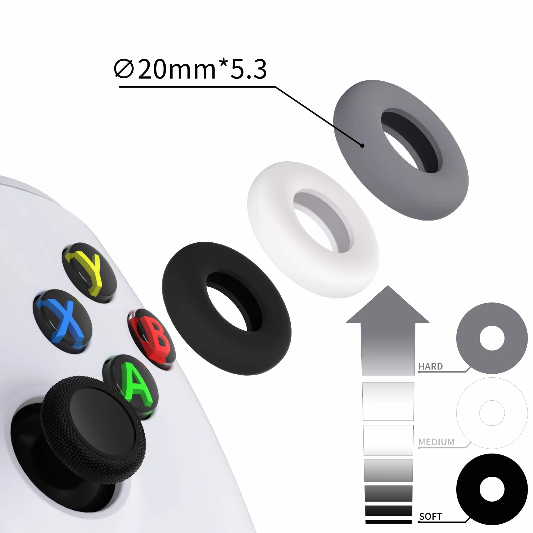 PlayVital 3 par Precision Rings do ps5/ps4 BuffeRings Silikonowe Pierścienie Assist Amortyzatory Thumbsticka do Xbox Series/One X S,do Xbox 360,do Switch Pro,do Steam Deck