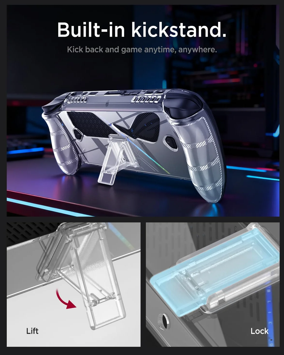 Miimall Przezroczyste etui na ASUS Rog Xbox Ally X / ROG Xbox Ally 2025, etui ochronne ze stojakiem, [TPU silikonowy] [Antyżółty] Odporny na wstrząsy Odporny na kurz, ultracienki cienki futerał ze