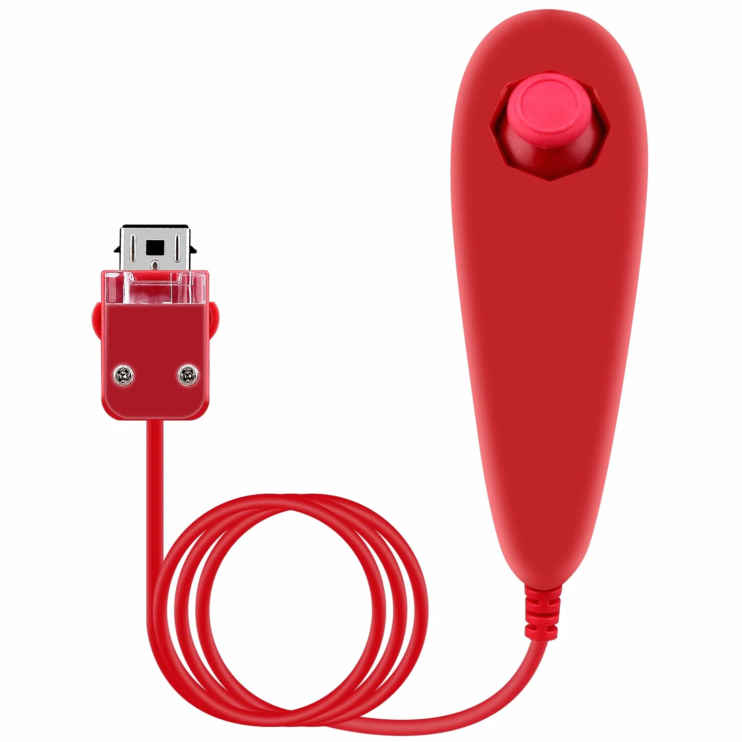 OSTENT Przewodowy Kontroler Nunchuck Oparty na Ruchu do Konsoli Nintendo Wii - Kolor Czerwony