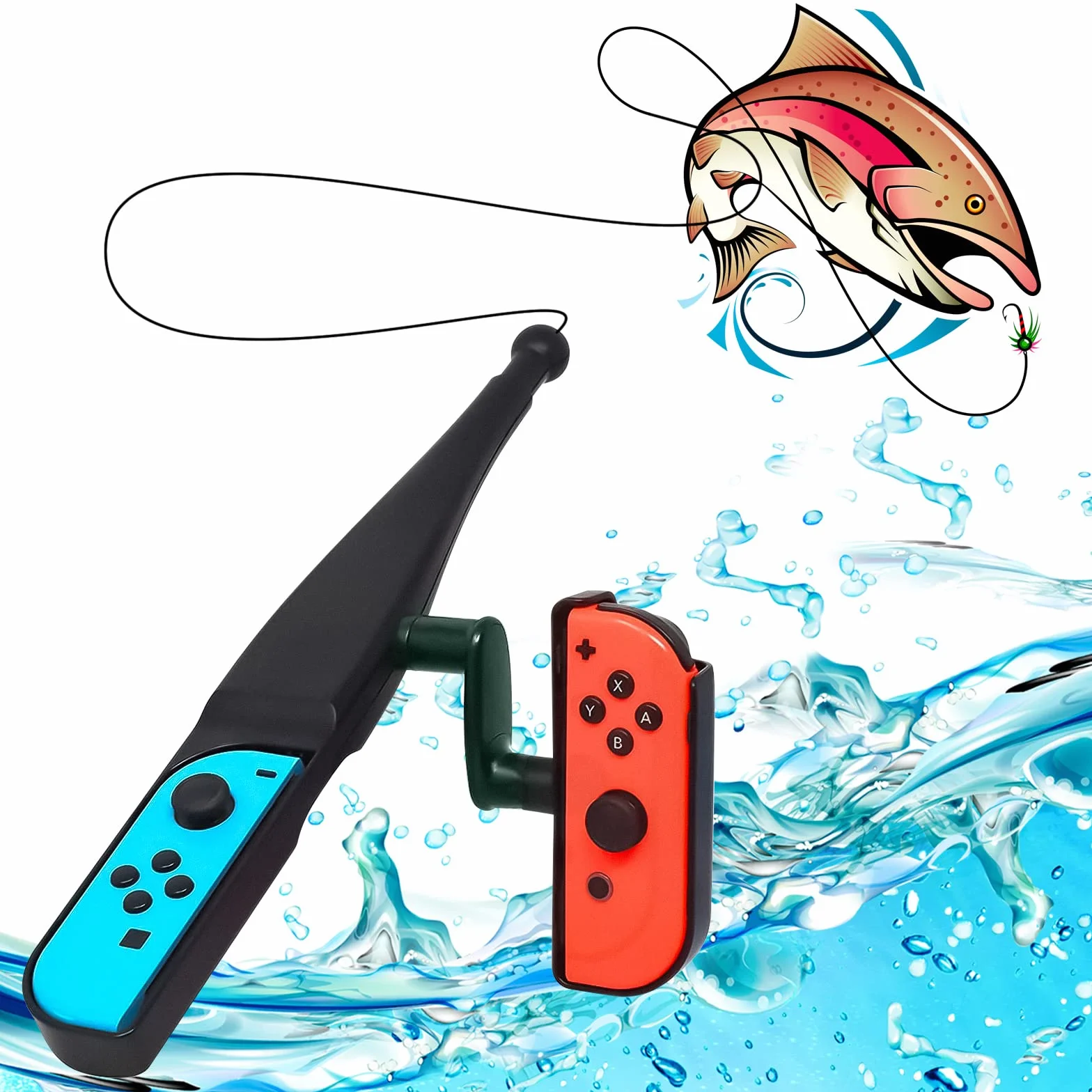 Geekria Wędka kompatybilna z kontrolerem Nintendo Switch, akcesoria do zestawu gier wędkarskich na Switch/OLED, działa z Bass Pro Shops: The Strike – Championship Edition, Legendary Fishing