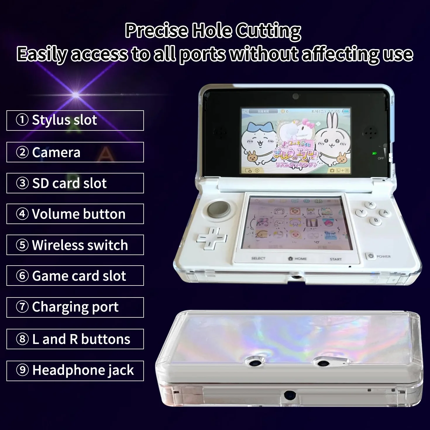 OSTENT Twarde kryształowe etui przezroczysta skórka obudowa do Nintendo 3DS