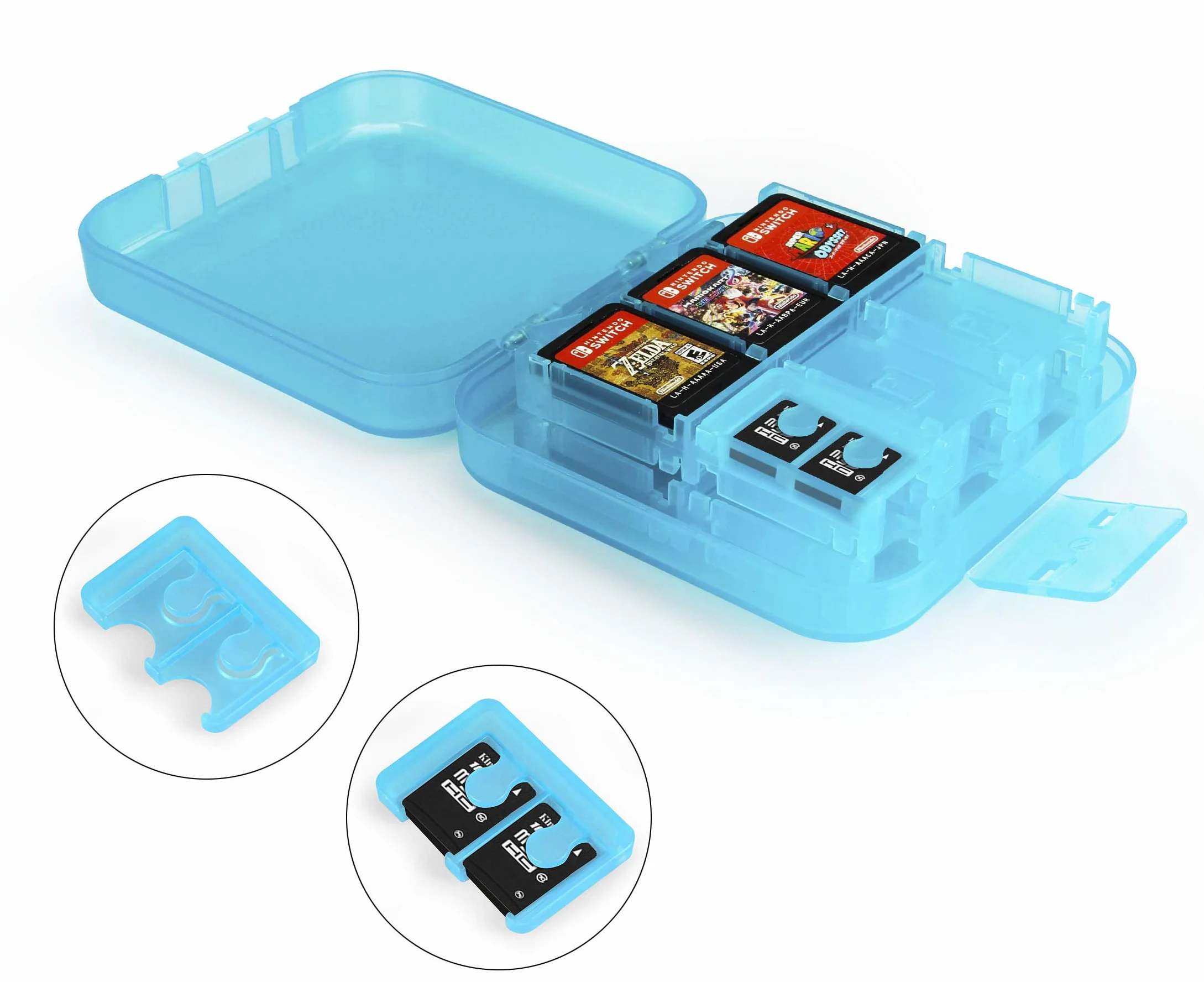 Amazon Basics – pudełko do przechowywania gier Nintendo Switch, niebieskie.