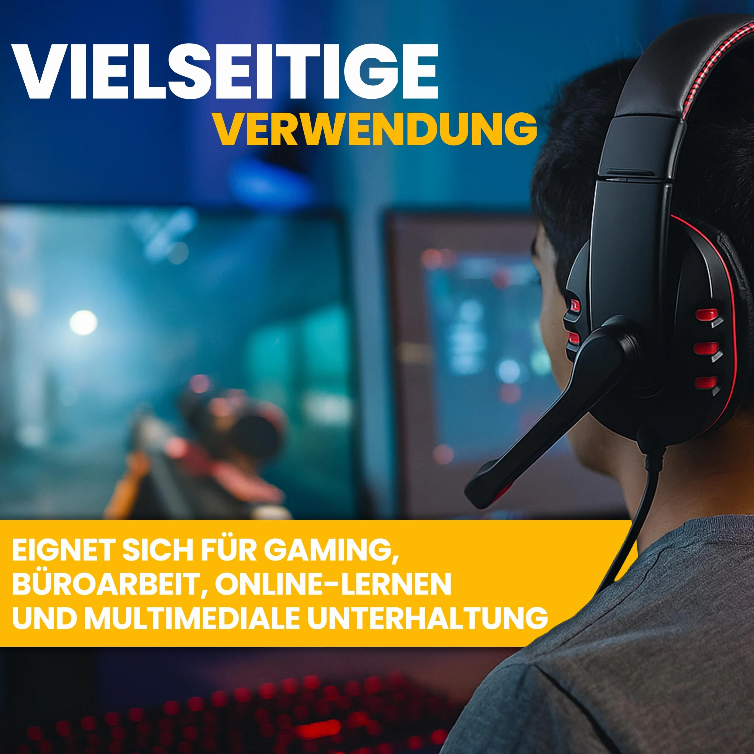 Retoo Zestaw słuchawkowy dla graczy, słuchawki nauszne z kablem do PS4, PS5, PC, Xbox, słuchawki dla graczy z mikrofonem, przewodowy zestaw słuchawkowy z mikrofonem, 18 cm x 18,5 cm x 7 cm