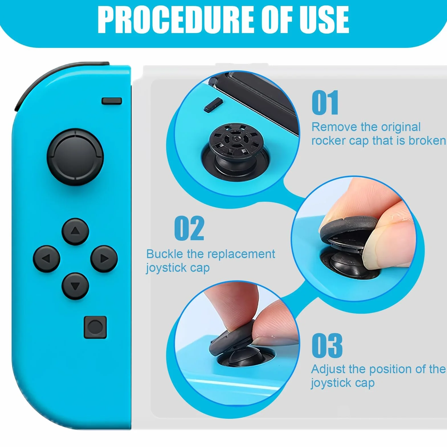 8 silikonowych nakładek ochronnych na kontroler Switch/Lite Analogowy uchwyt kciuka, uchwyty na kciuki, antypoślizgowe nakładki na joysticki 3D, czarno-białe