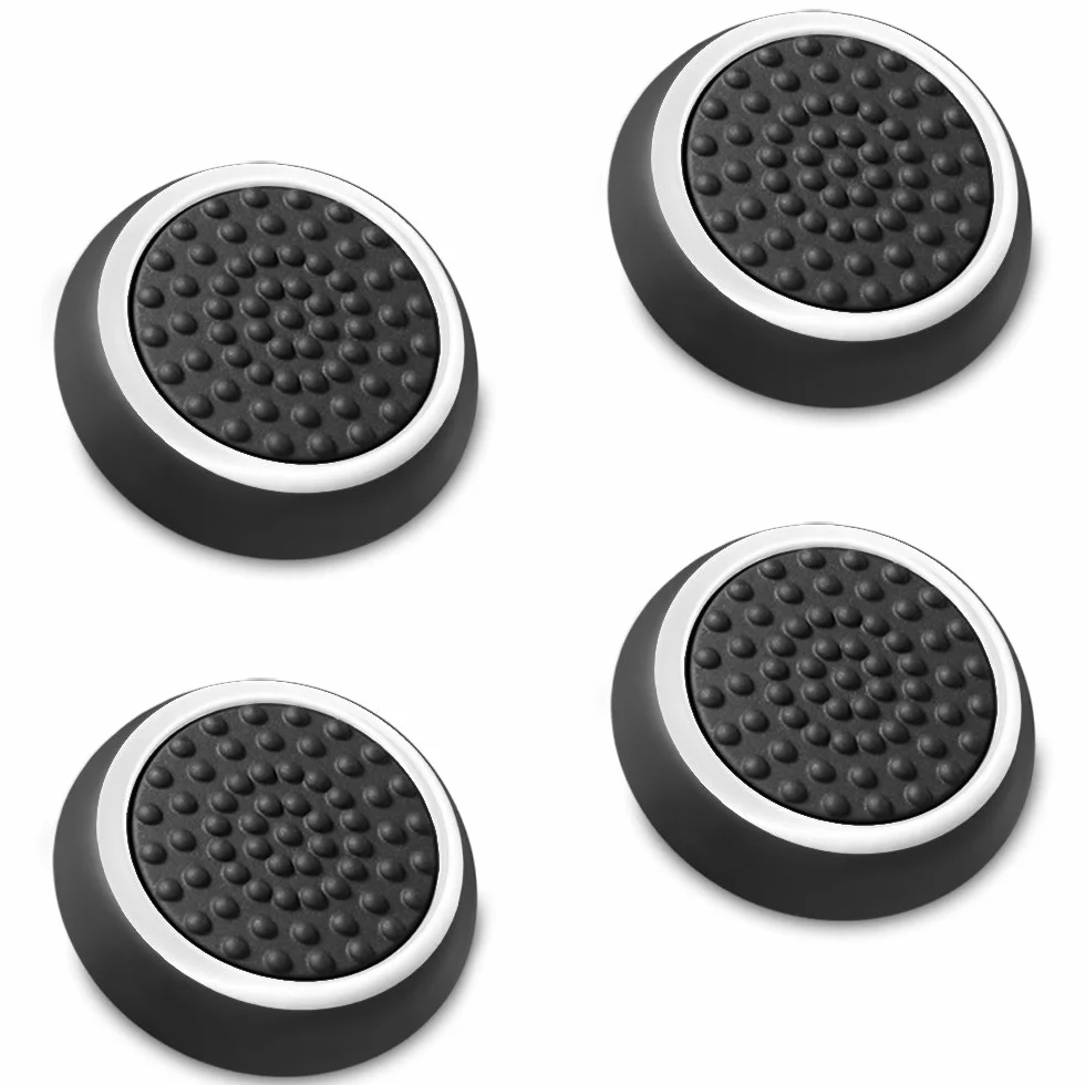 Fosmon Kij analogowy, joystick, nasadki Thumbstick, nakładka ochronna, uchwyty, nakładki silikonowe do PS4 | PS3 | Xbox ONE/ONE S | Xbox 360 | Nintendo Wii U Controller, Gamepad – biały/czarny – 2
