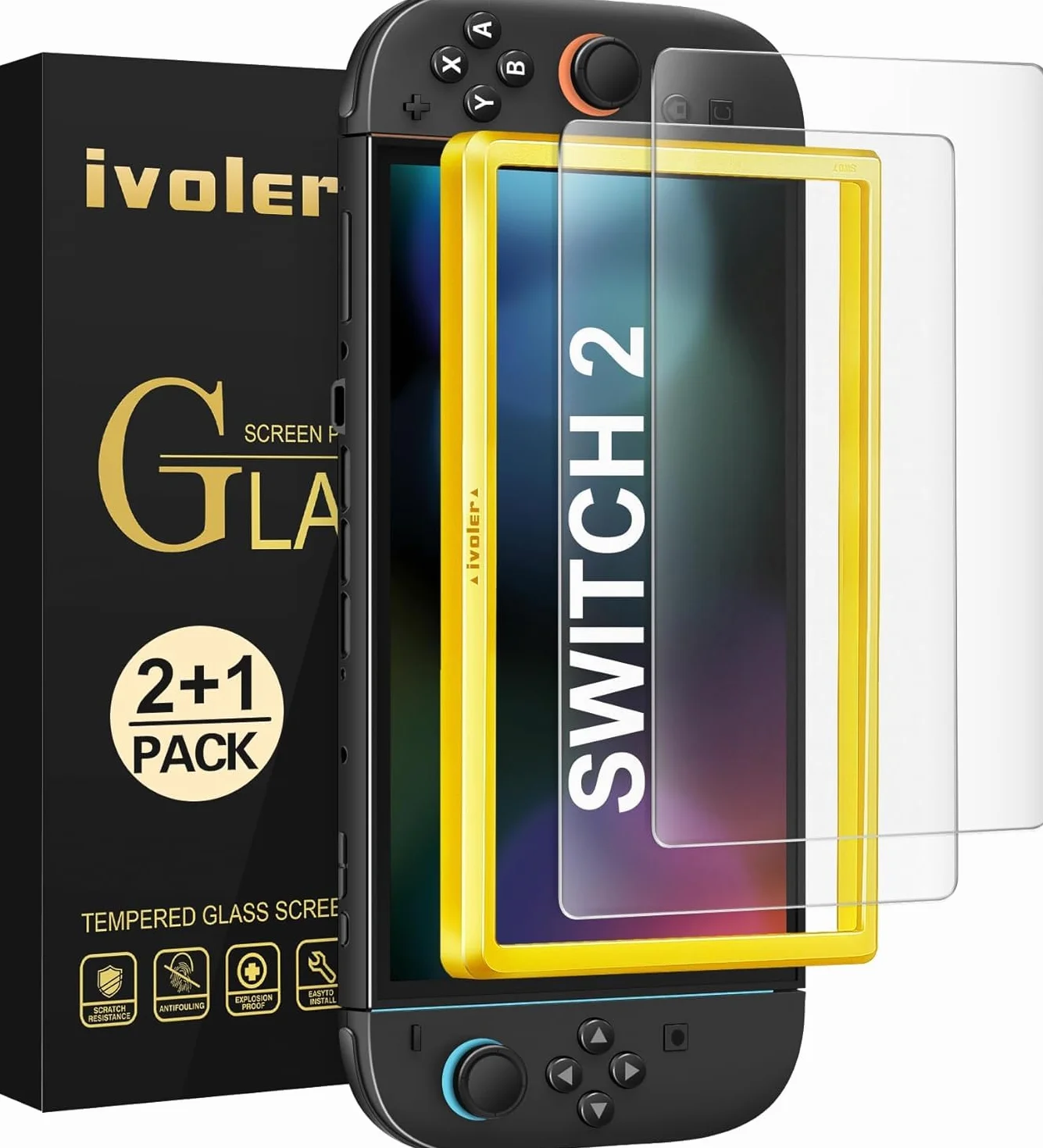 ivoler 2-pak matowych ochraniaczy ekranu kompatybilnych z Switch 2 Model 2025 z folią ochronną ze szkła hartowanego, bez pęcherzyków powietrza, ultra odporna twardość 9H