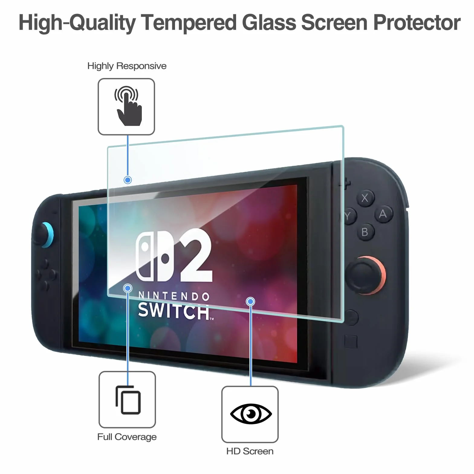 ProCase Ochraniacz ekranu do Nintendo Switch 2, osłona ekranu ze szkła hartowanego, zaokrąglona krawędź, osłona z prawdziwego szkła, kompatybilna z Nintendo Switch, 2-3 szt