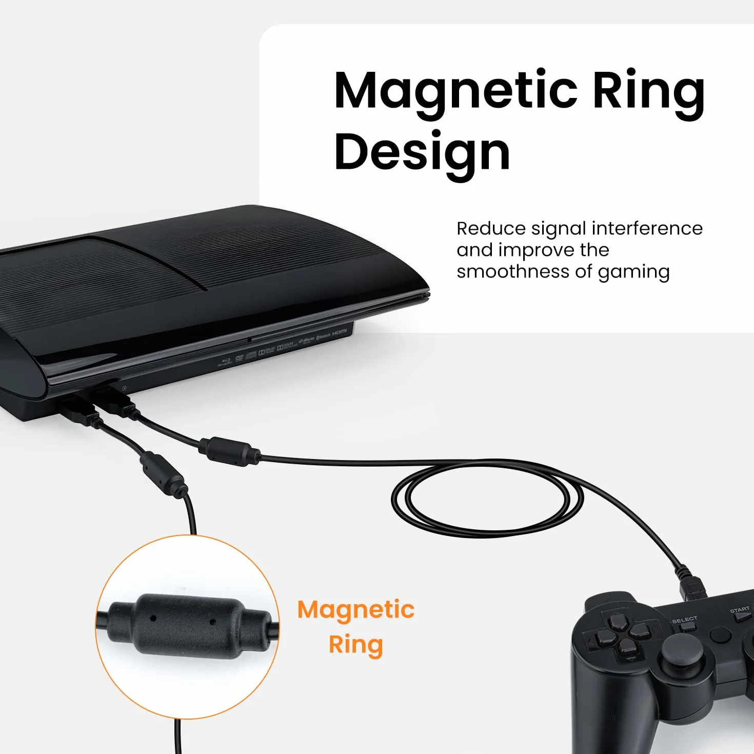 PS3 kabel do ładowania (3 m, 2 szt.), wtyczka typu A na mini kabel USB do ładowania, kompatybilny z kontrolerem Sony PS3 / PS3 Slim/Dualshock 3, Hero 3+, aparat cyfrowy, kamera na deskę rozdzielczą