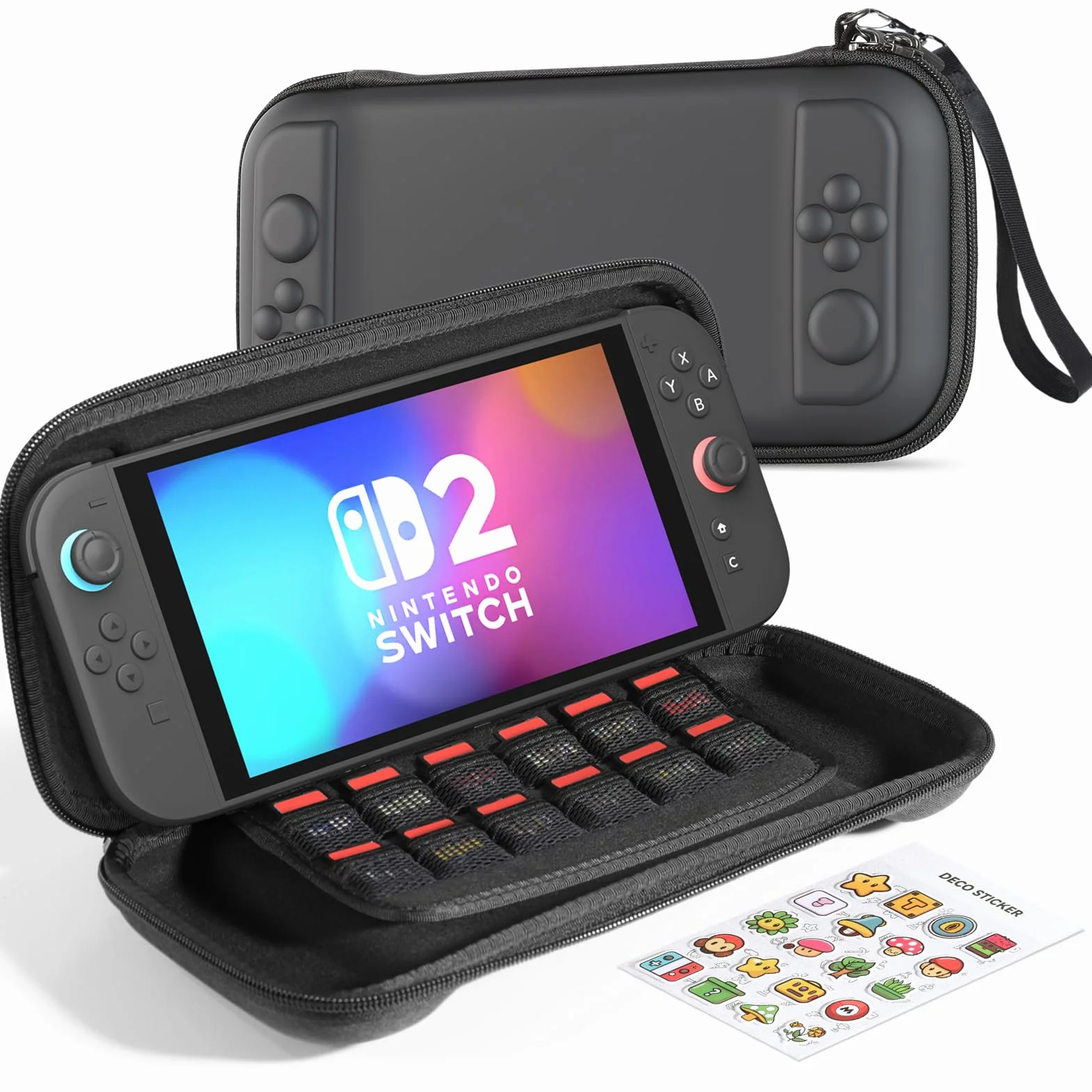HSIEHMIEN Slim Etui do Przenoszenia na Nintendo Switch 2 (2025), Twarda Skorupa Przenośna Torba Bodróżna na Switch 2 z 12 Slotami Kart Gier, Twarda Torba na Konsolę Nintendo Switch 2 i JoyCons
