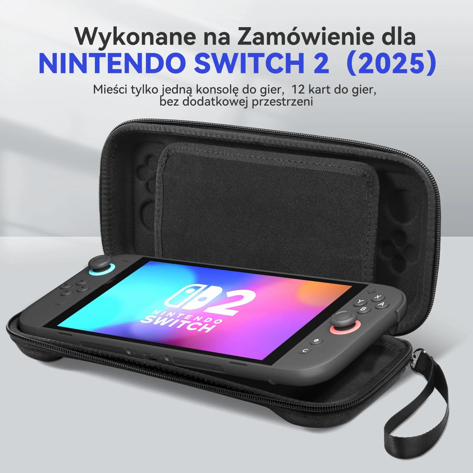 HSIEHMIEN Slim Etui do Przenoszenia na Nintendo Switch 2 (2025), Twarda Skorupa Przenośna Torba Bodróżna na Switch 2 z 12 Slotami Kart Gier, Twarda Torba na Konsolę Nintendo Switch 2 i JoyCons
