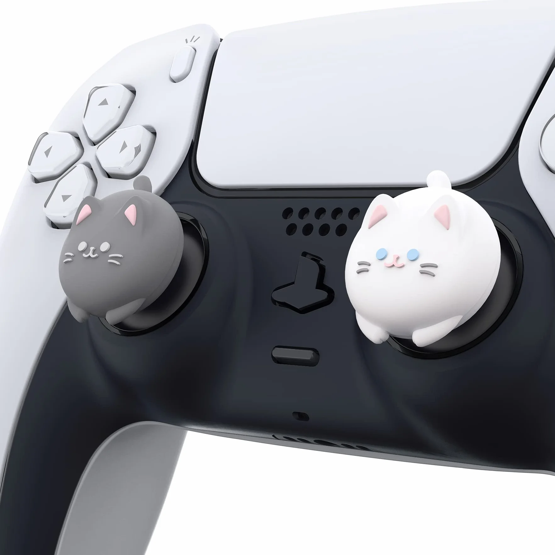 PlayVital 4PCS Thumb Grip Caps do ps5 Controller Nakładki na kciuk do ps4,Analogowa Osłona Sztyftu kompatybilny z Xbox Series X/S,Uchwytami na Kciuki do Switch Pro-Kociak