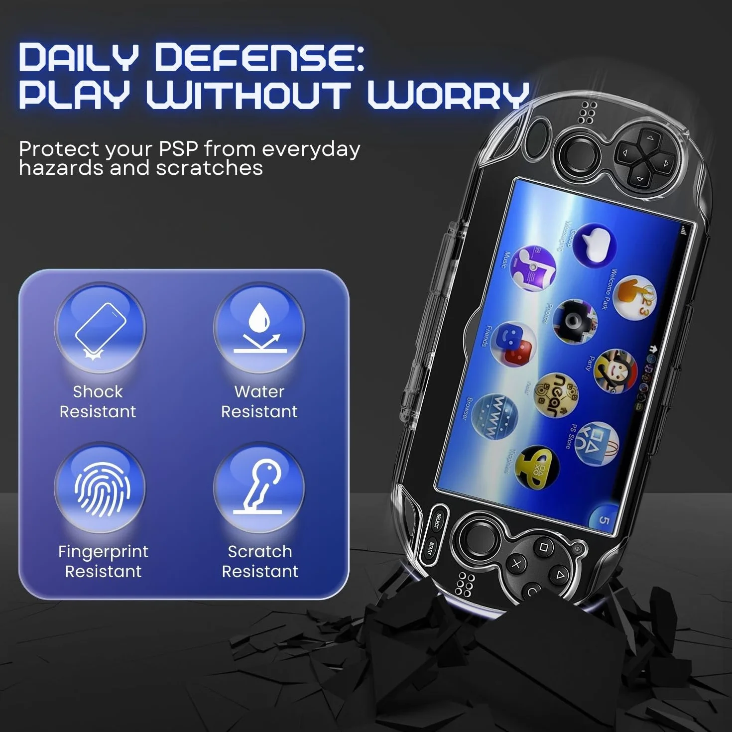 TNP Przezroczyste twarde etui do PS Vita 1000 - Ochronna przezroczysta obudowa do Sony PSV 1000, pełna krystalicznie czysta obudowa do modelu PSVita PCH 1000, ochraniacz zatrzaskowy z przezroczystym