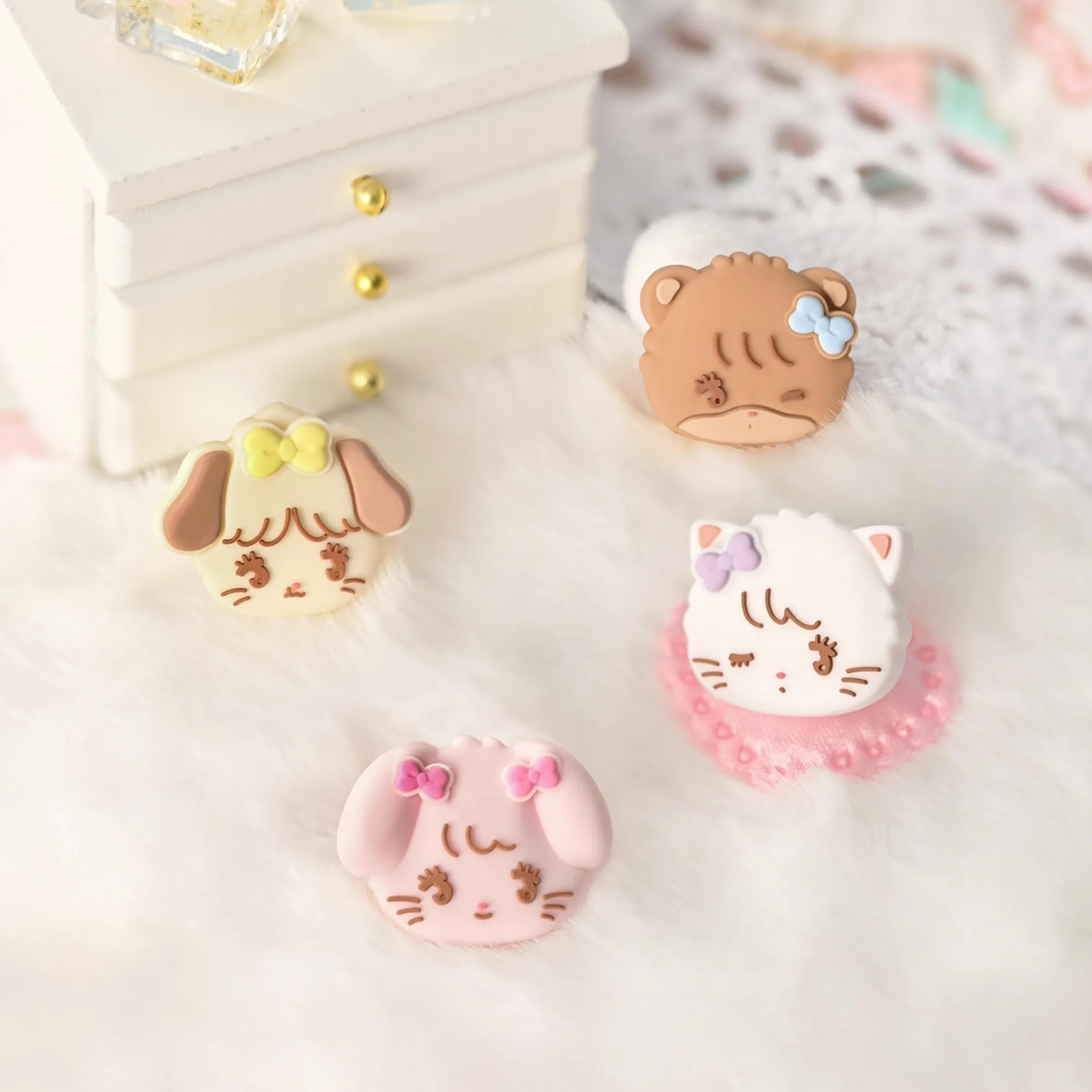 GeekShare 4PCS Switch Thumb Grip Caps, Kawaii Thumbstick Caps, Miękkie silikonowe etui na joysticka Kompatybilne z Switch/OLED/Switch Lite - Mikko Sweet Thoughts