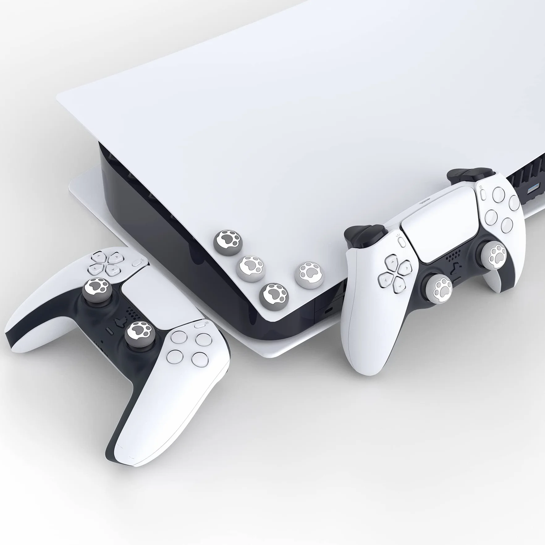 PlayVital 4PCS Thumb Grip Caps do ps5 Controller Nakładki na kciuk do ps4,Analogowa Osłona Sztyftu kompatybilny z Xbox Series X/S,Uchwytami na Kciuki do Switch Pro-Szary&Jasnoszary