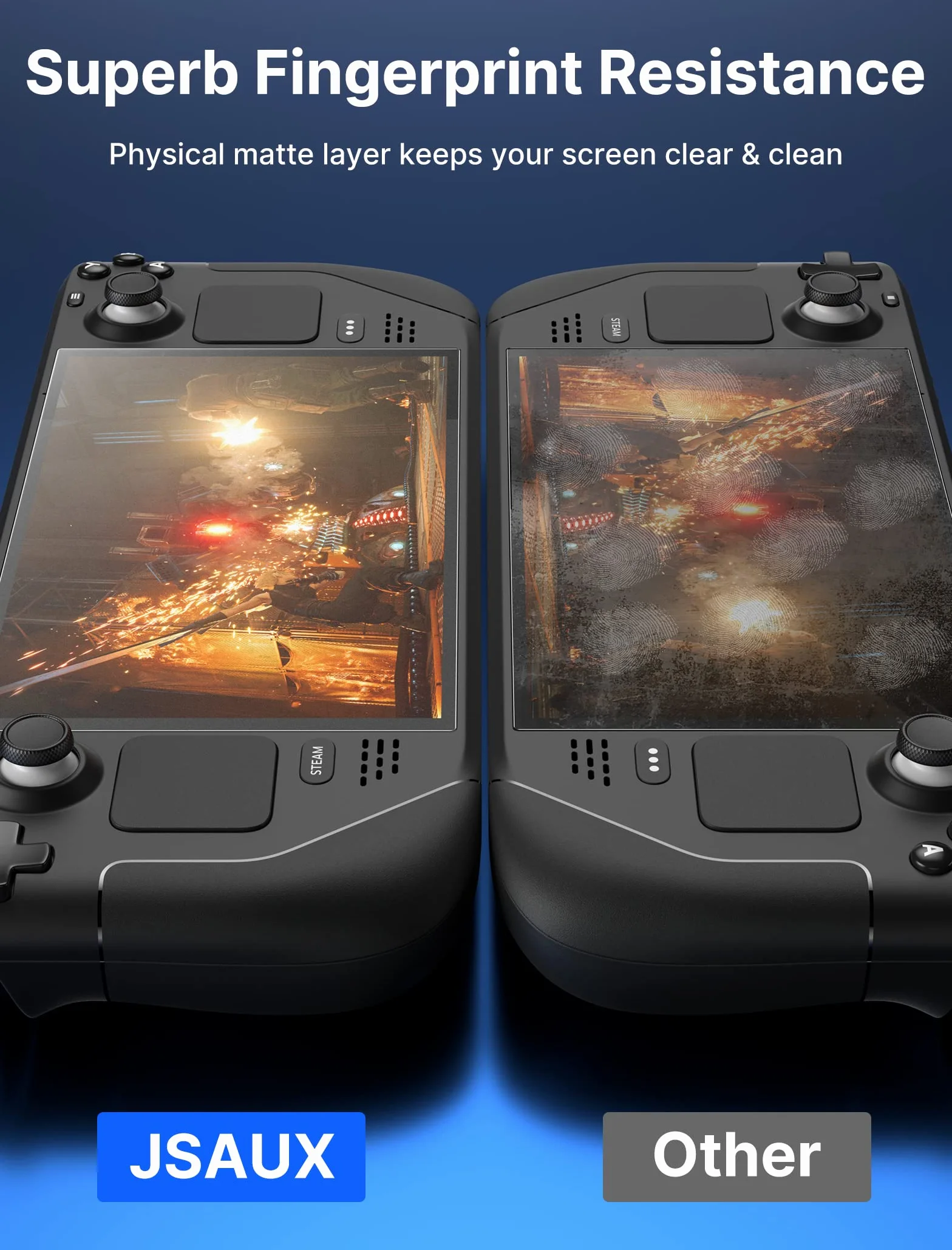 JSAUX Matowe Przeciwodblaskowe Szkło Hartowane kompatybilny ze Steam Deck (OLED) [Zestaw 2 szt.], Pełna Ochrona Ekranu kompatybilny z Steam Deck, Łatwa Instalacja z Ramką Montażową (Wersja Ulepszona)