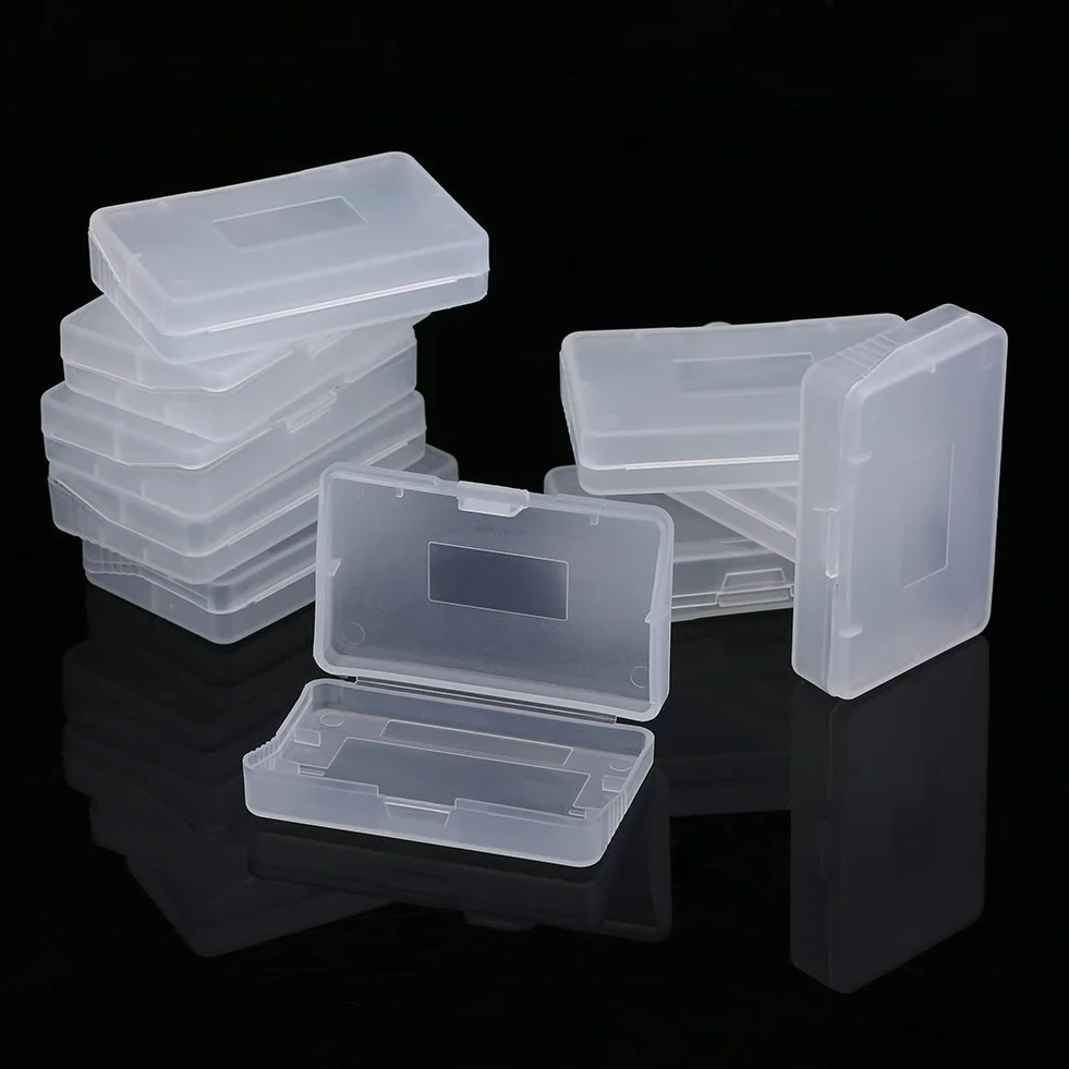 Yunir 10 szt. kaseta obudowa do GBA, 6,5 * 4 * 0,8 cm przezroczysta osłona ABS przeciwpyłowa obudowa do gier Game Boy Advance GBA