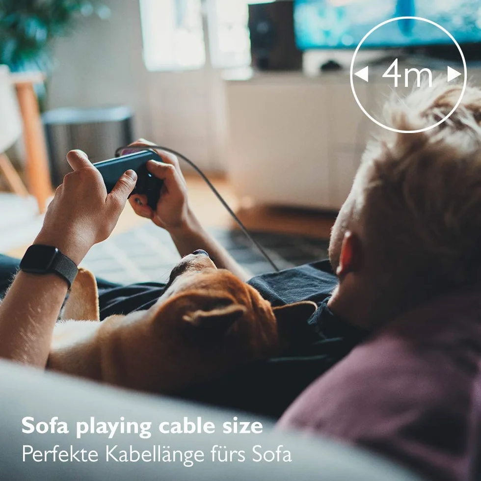 Kabel ładujący Lioncast do Xbox/PS5 4m Kabel szybkiego ładowania do Xbox Series S (XSS) /Xbox Series X (XSX) i Sony PlayStation 5, PS 5 Kabel kontrolera do kontrolera Dualsense z nylonową kurtką