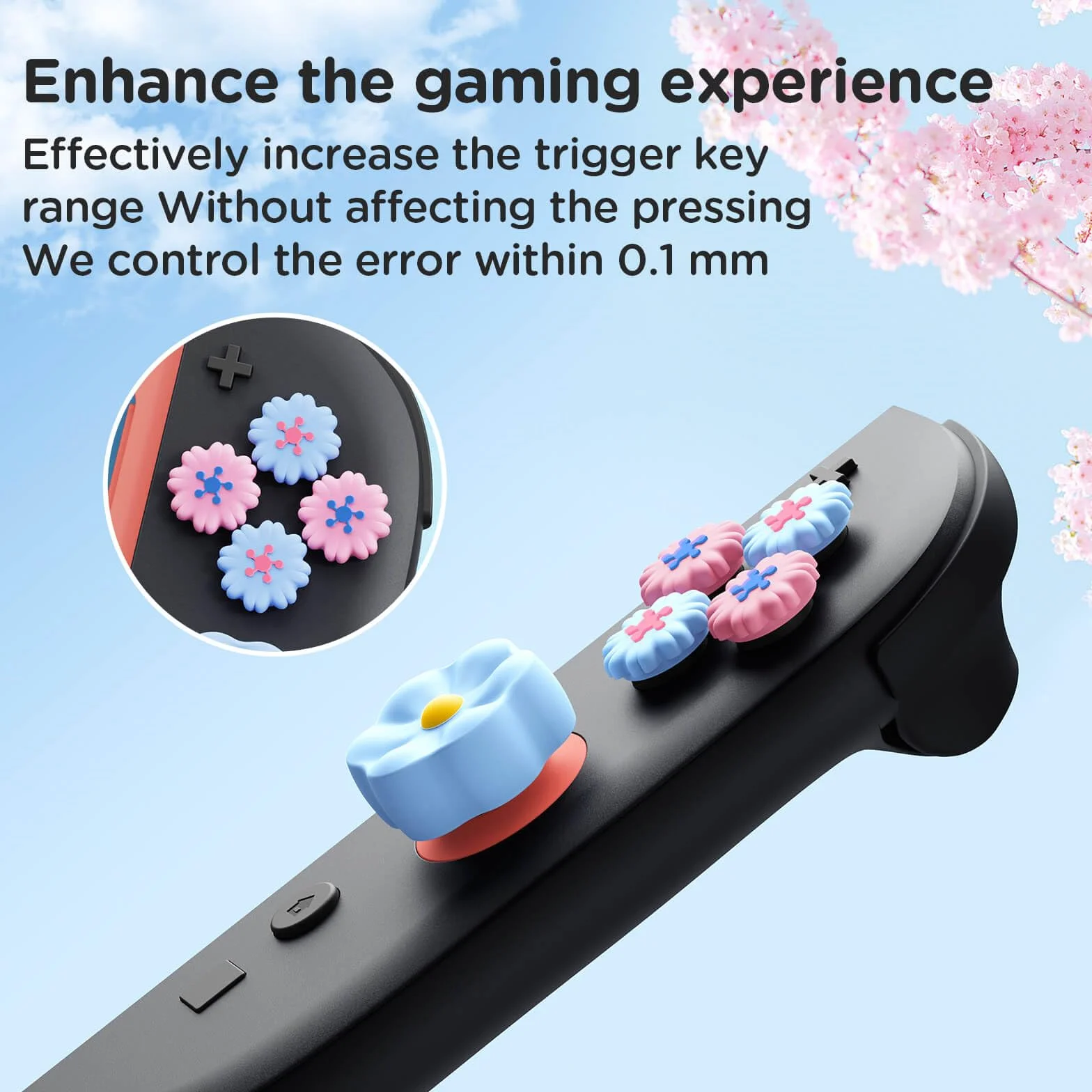 JEMDO Joystick nakładki kompatybilne z Nintendo Switch 2 (2025) – zestaw 7 szt. silikonowych uchwytów na kciuki, antypoślizgowe nakładki na sztyfty, nadają się do sterowania Joy-Con, różowe i