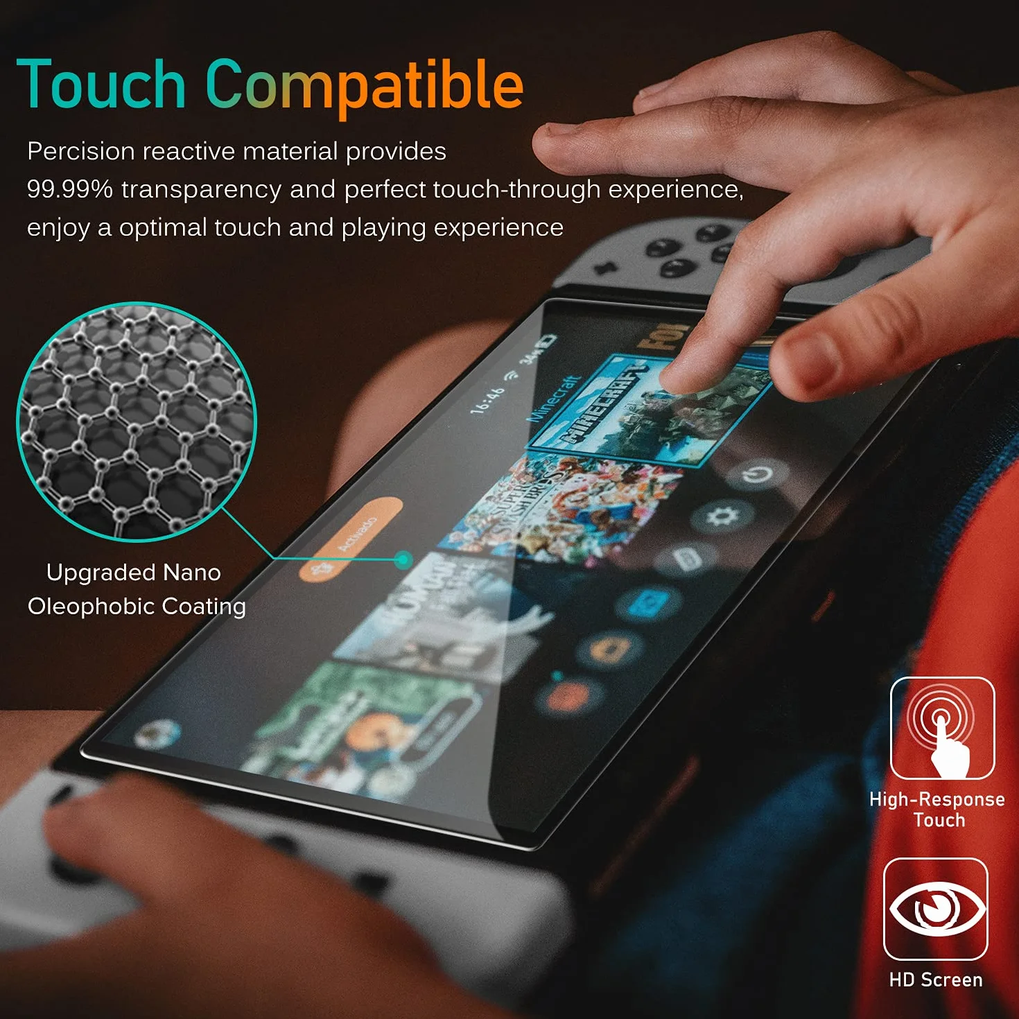 ivoler 4-calowy zestaw szkła hartowanego kompatybilny z Nintendo Switch OLED model 7-calowy 2021, z zestawem montażowym, folią ochronną - szkło 9H - odporne na zarysowania - bez pęcherzyków
