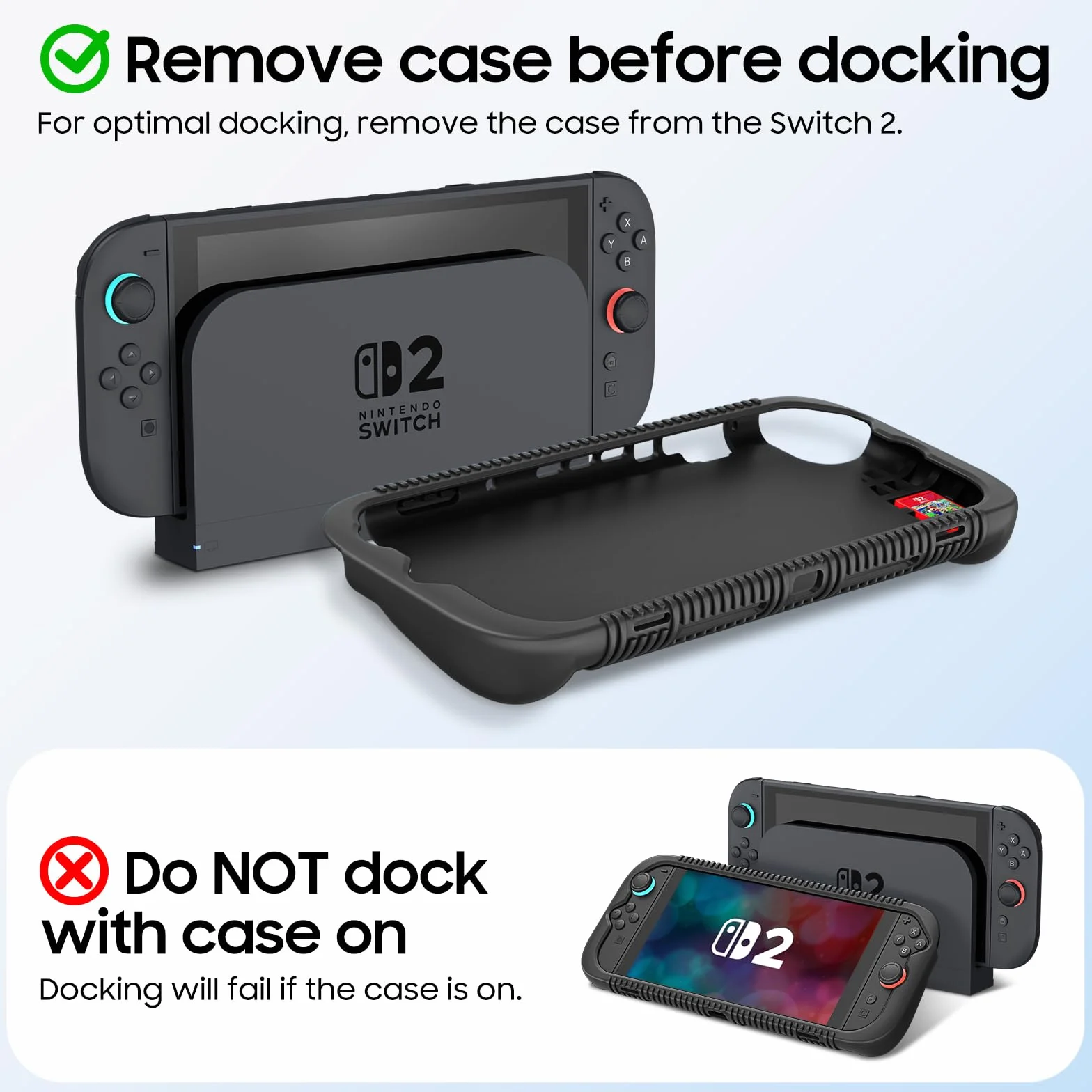 FINTIE Silikonowe etui Kompatybilny z Nintendo Switch 2 (2025) - miękkie [antypoślizgowe] [odporne na wstrząsy] etui ochronne z przegródkami na karty do gier i ergonomicznym uchwytem, Czarne