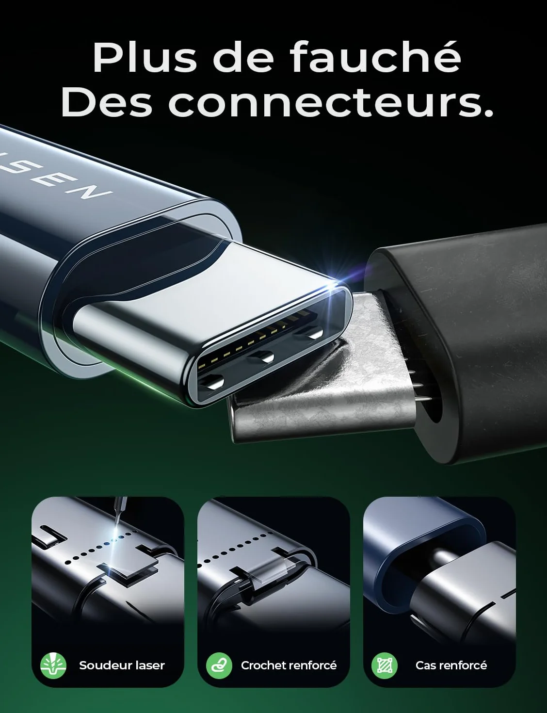 LISEN 240W 2M USB C na USB C Kabel USB-C Nylonowy Kabel do szybkiego ładowania iPhone 16 Pro Max 15/MacBooka/iPada/Samsung Galaxy S25 Ultra S24/S23, Szary