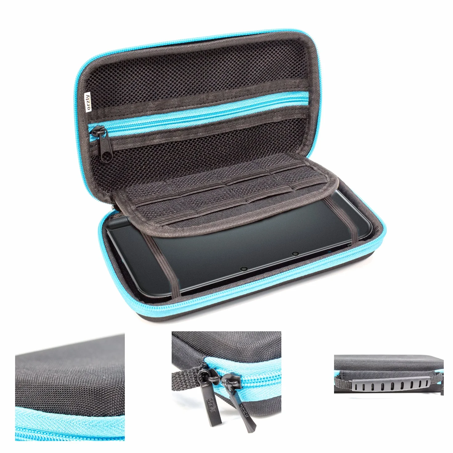 Orzly Etui 3DSXL, etui do nowego 3DS XL lub oryginalnego Nintendo 3DS XL - Ochronna twarda obudowa przenośna torba podróżna na konsole 3DS XL z przegródkami na gry i kieszenią na zamek błyskawiczny -