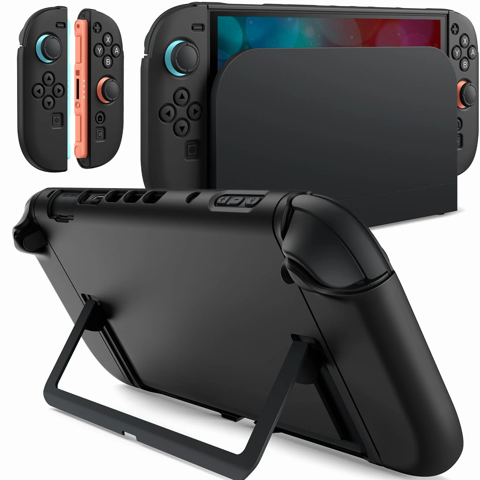 JETech Szczupły Dokowalne Etui dla Nintendo Switch 2 (2025) 7,9 Cala, Miękka Osłona Chwytu TPU dla Joy-Con Odłączanego, Matowe Niosąc PC Tylna Skorupa, Odporny na Zarysowania (Czarny)