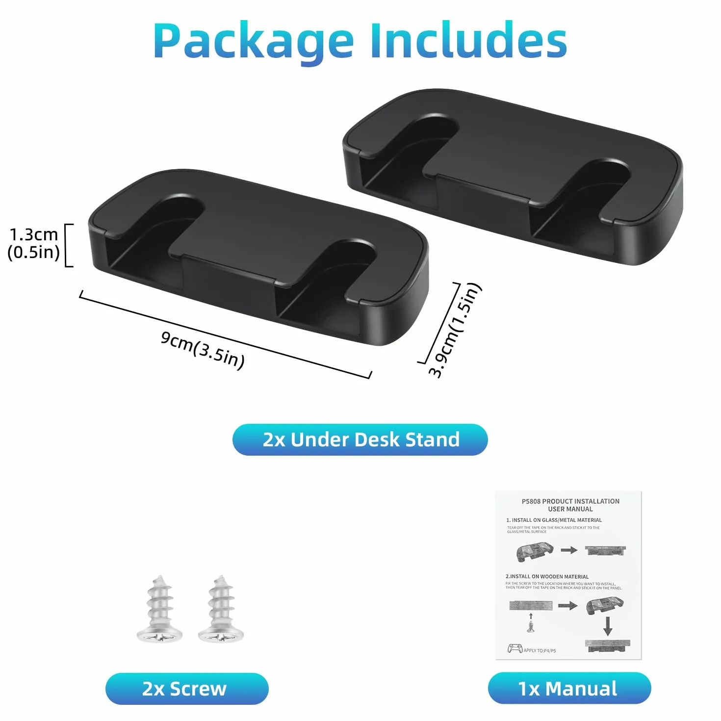 2 szt. Uchwyt na kontroler PS5 Joystick, poziomy stojak na kontroler do gier planszowych i stojak do przechowywania z taśmą samoprzylepną do kontrolera PS4